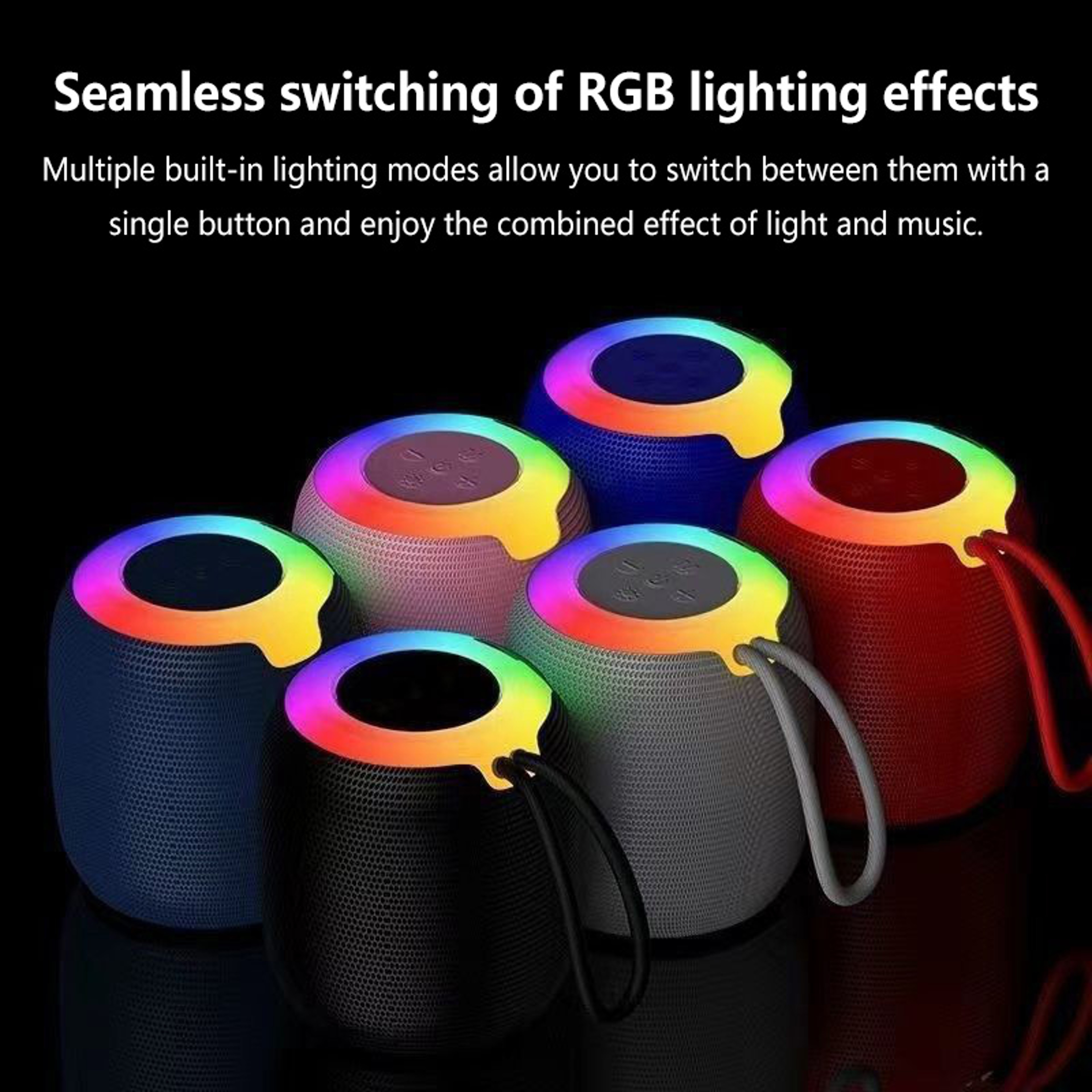 Mini Waterproof Bluetooth Speaker With LED Lights And Portable Lanyard 5