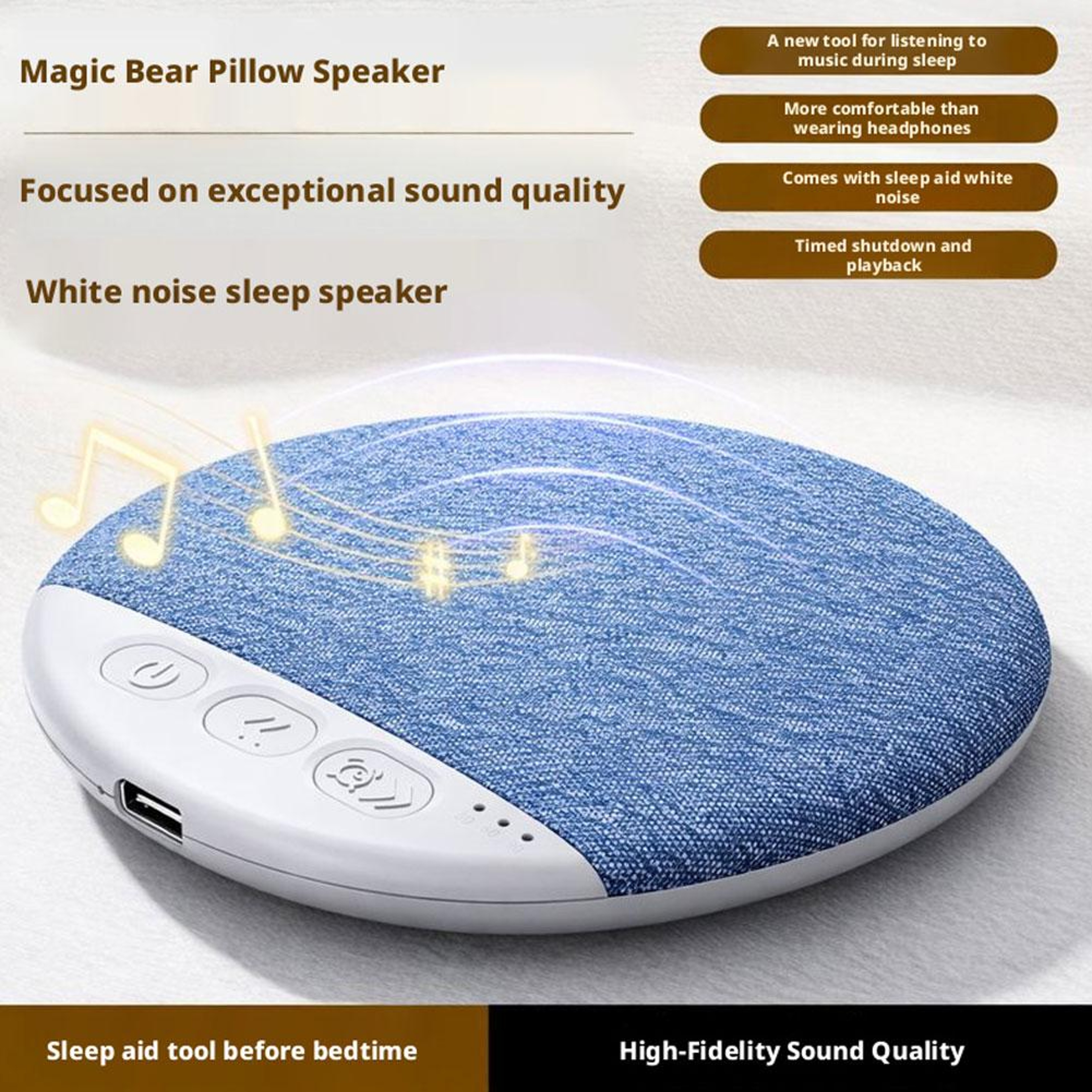 Bluetooth Pillow Speaker For Sleeping With White Noise And Sleep Timer 6