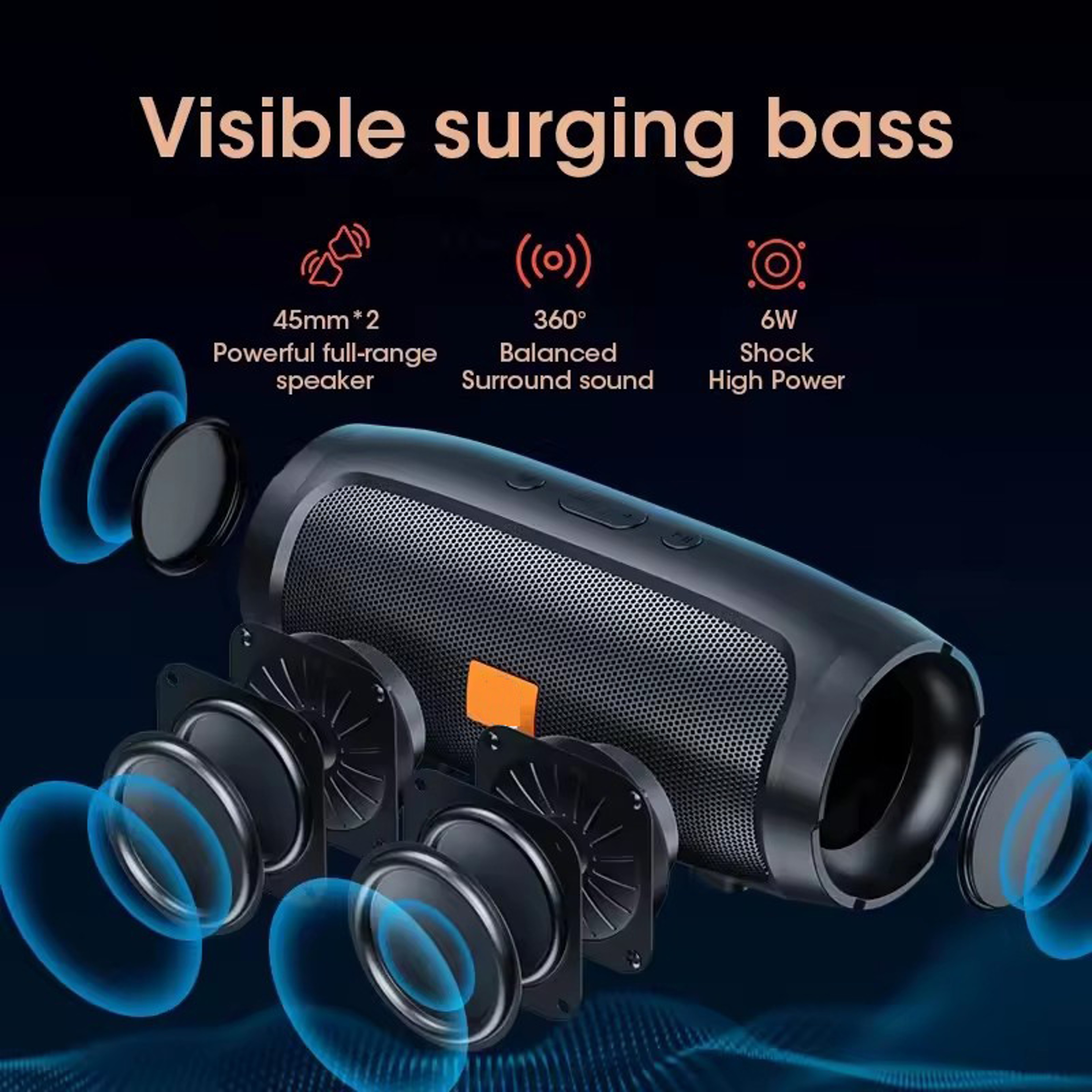 Portable Waterproof Bluetooth Speaker With Bass FM Radio And TF Card 1