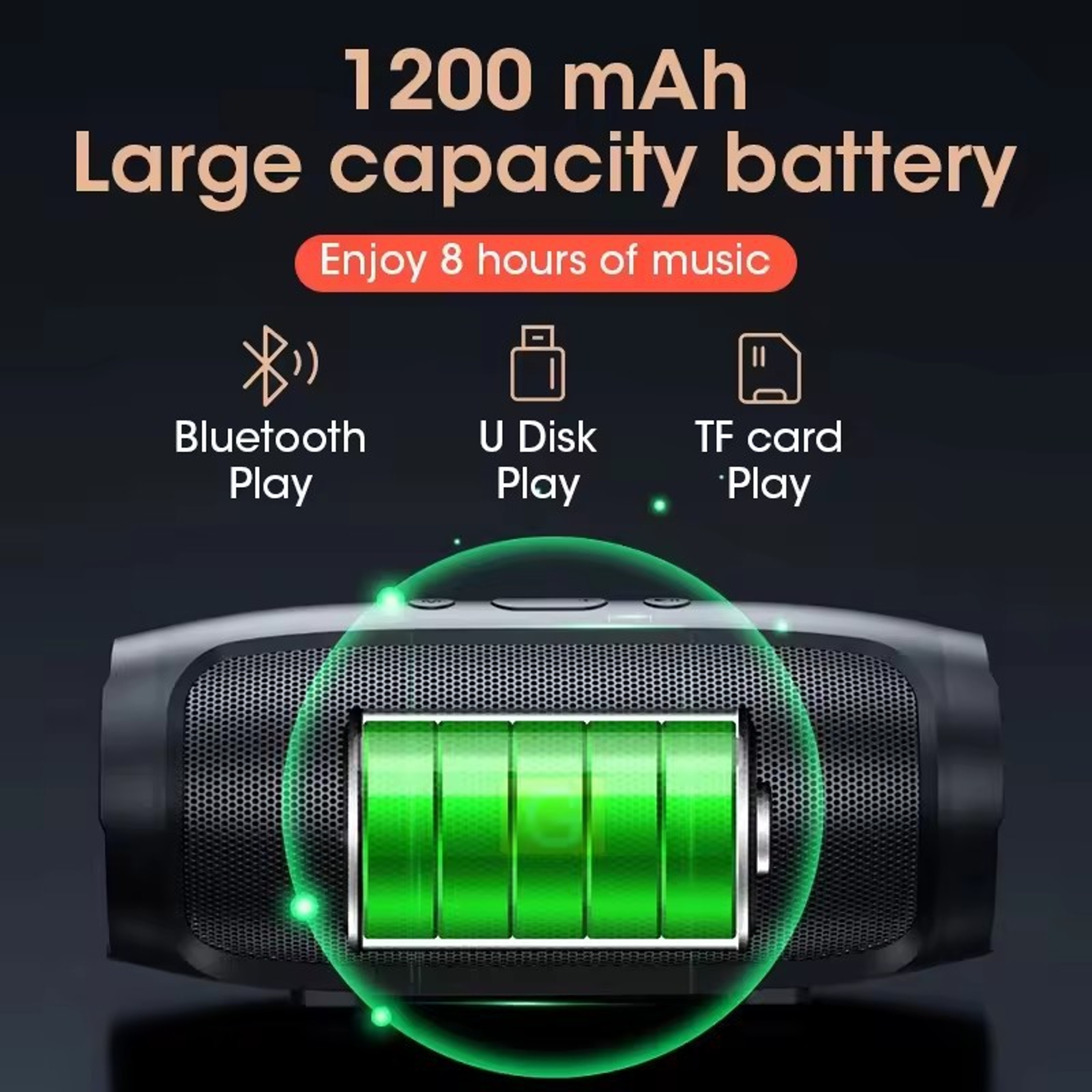Portable Waterproof Bluetooth Speaker With Bass FM Radio And TF Card 2