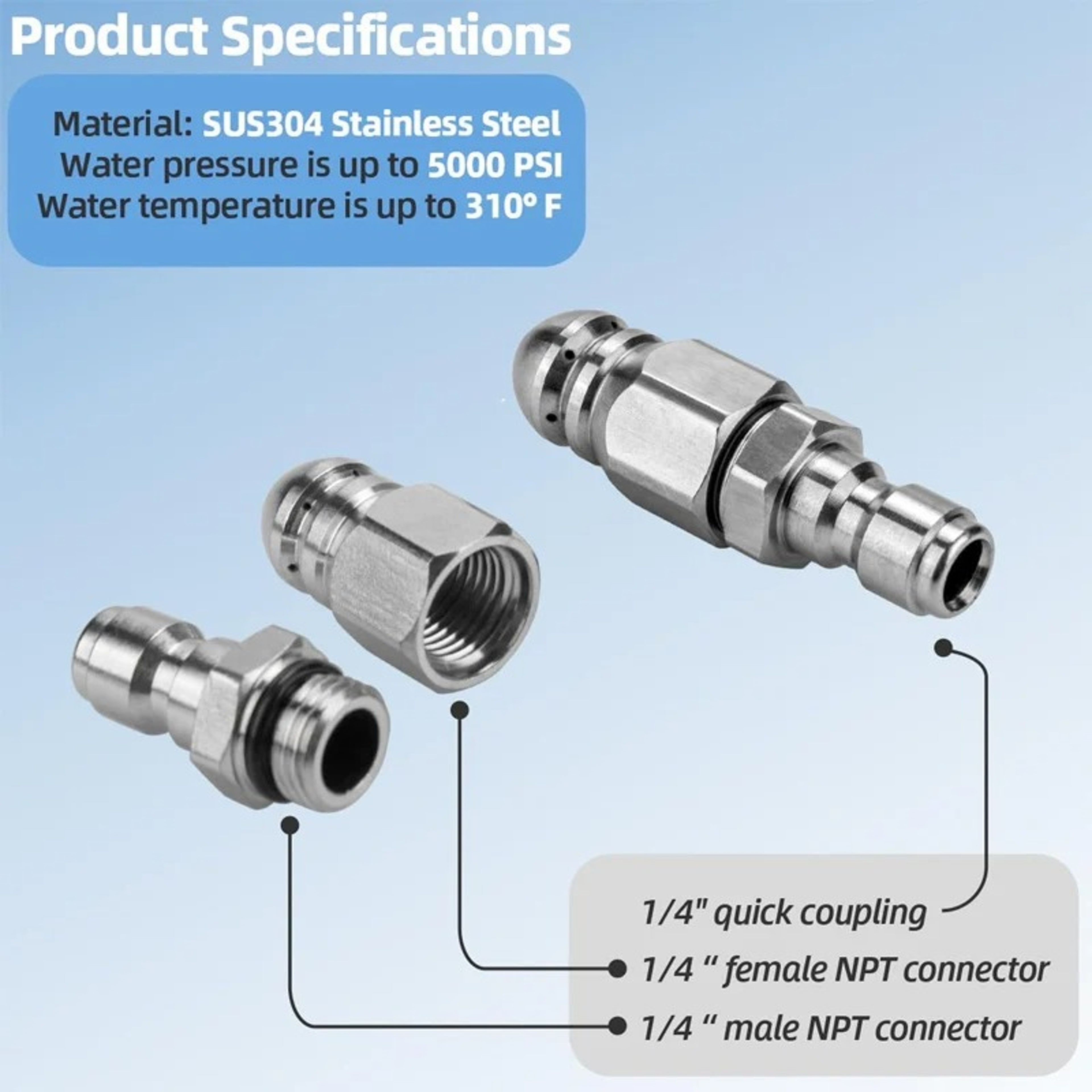 Female NPT Sewer Jetter Nozzle Pressure Washer Drain Cleaner 4