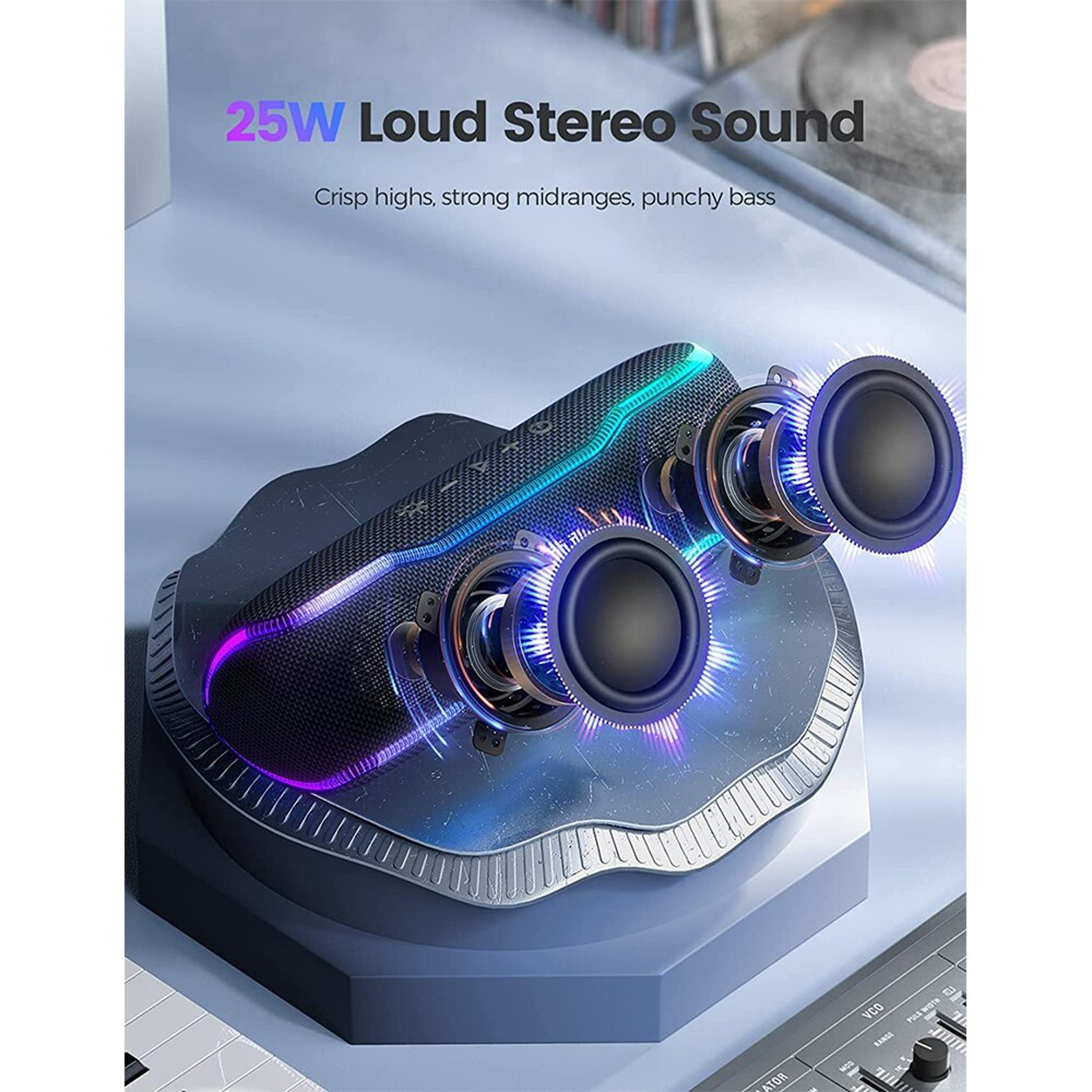 Portable Bluetooth Speaker Waterproof Speaker With RGB Lights And Stereo Sound 6