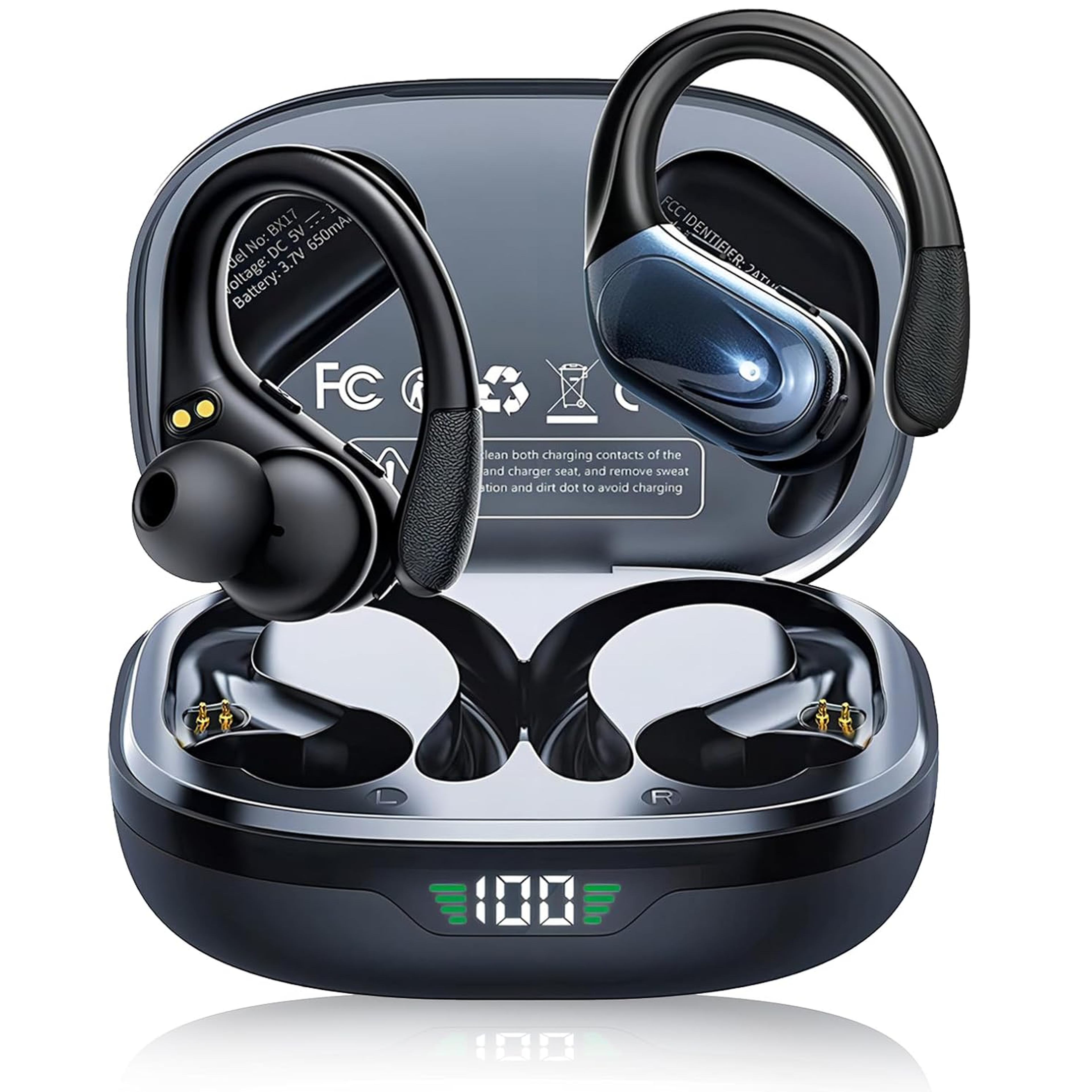 Bluetooth Sports Wireless Earbuds With ENC Mic LED Display And HiFi Stereo Sound 0