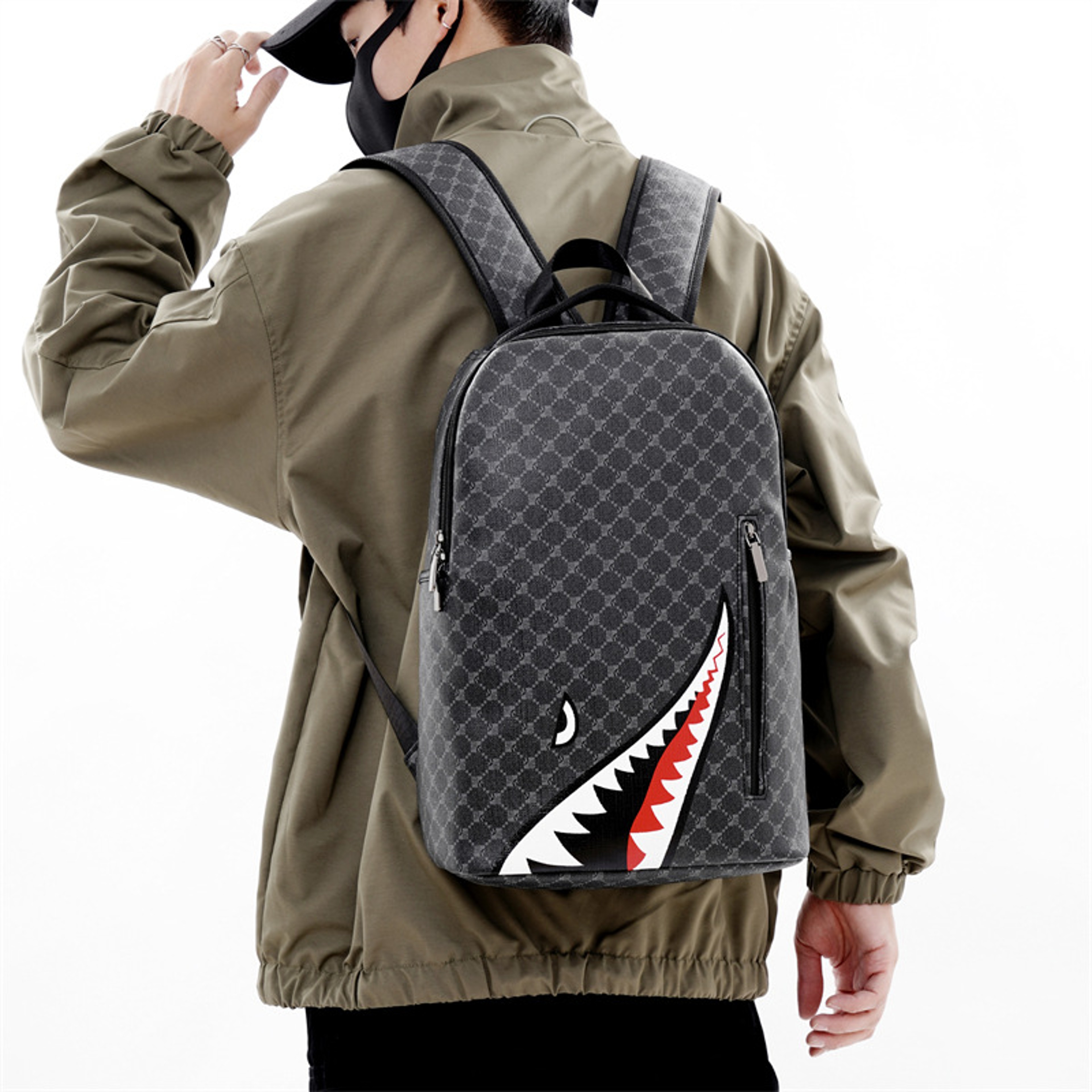 Men Plaid Laptop Backpack College School Travel Rucksack 0