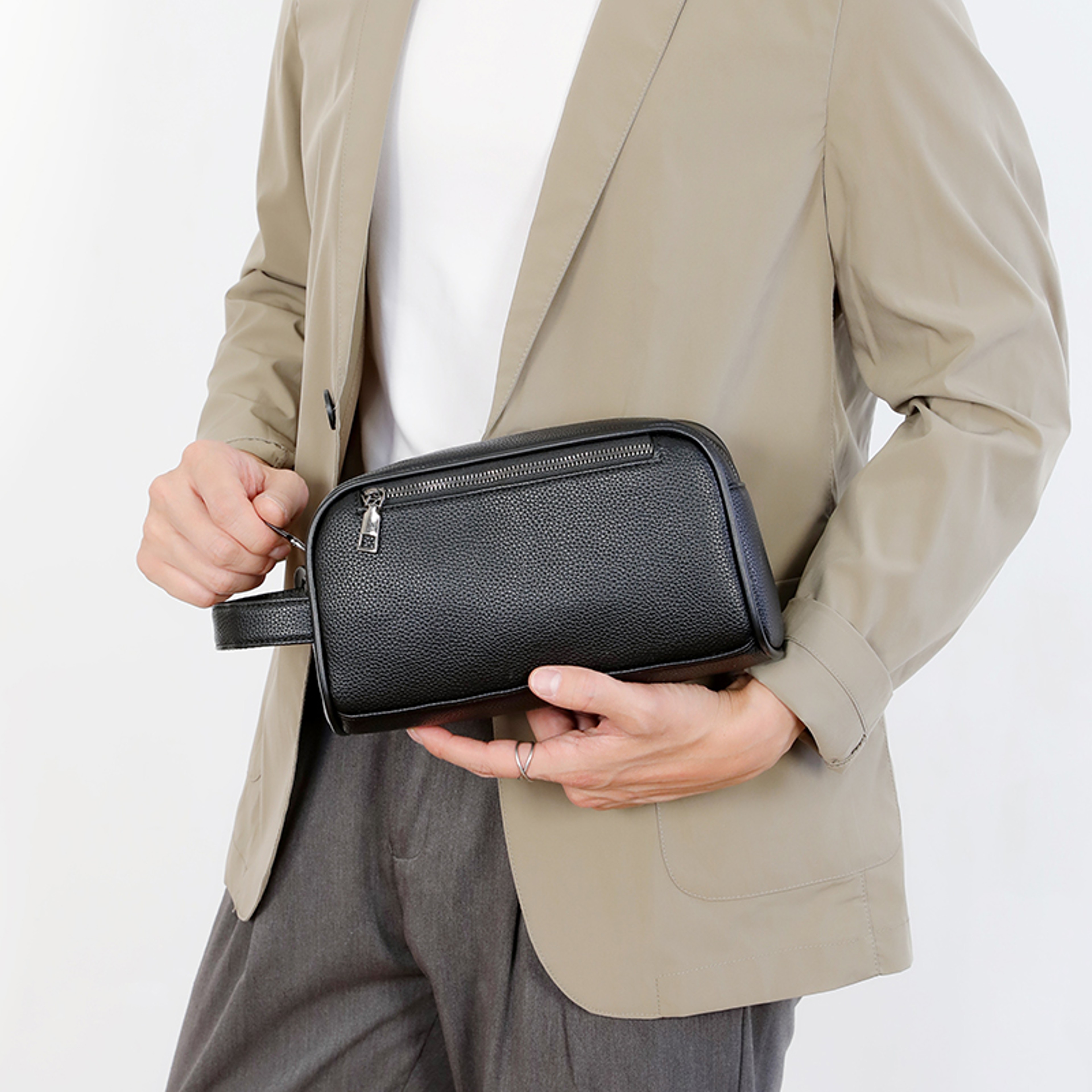 Mens PU Leather Clutch Bag Wristlet Wallet And Card Holder 0