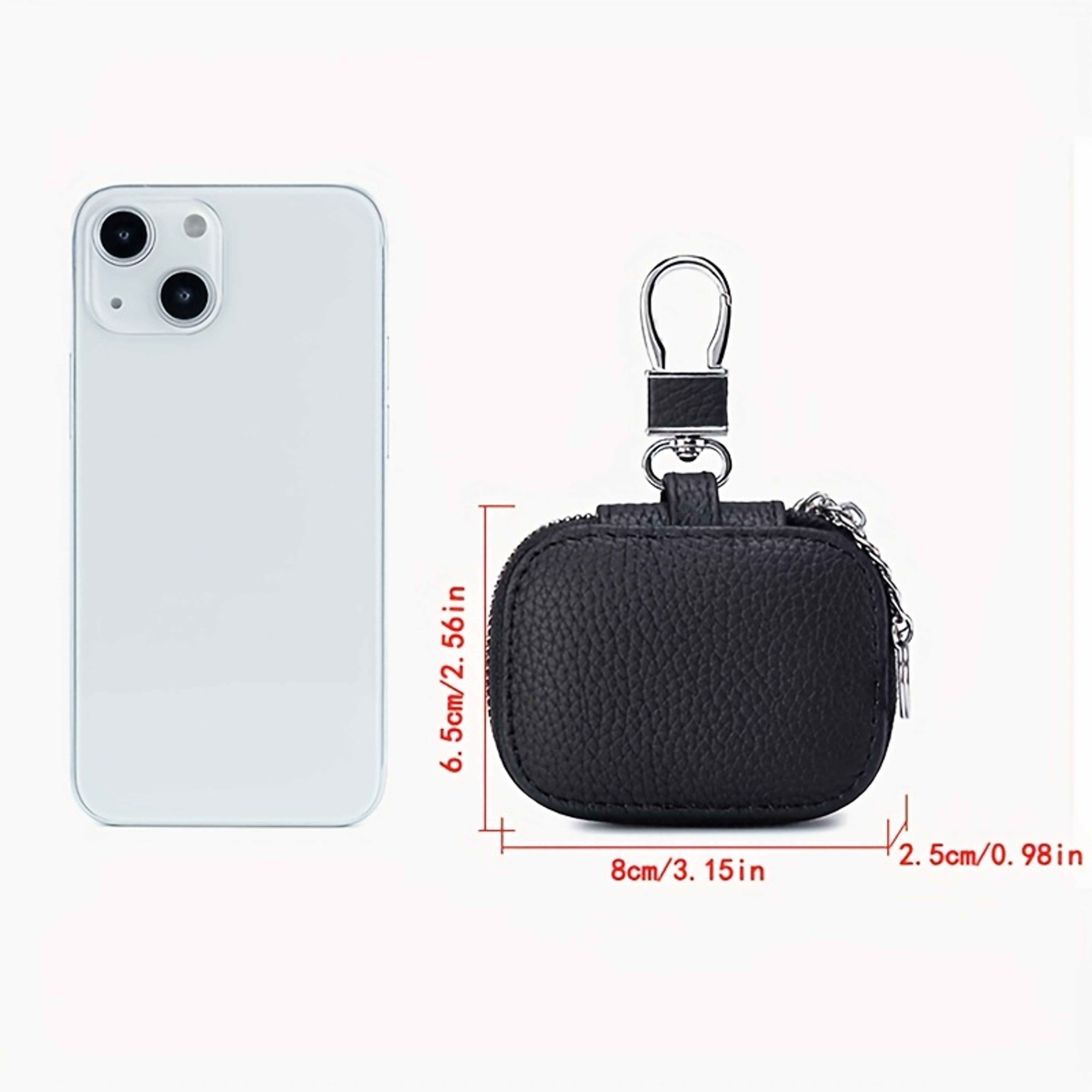 PU Leather Earbud Carrying Case Protective Storage Pouch With Mesh Pocket And Keychain 11