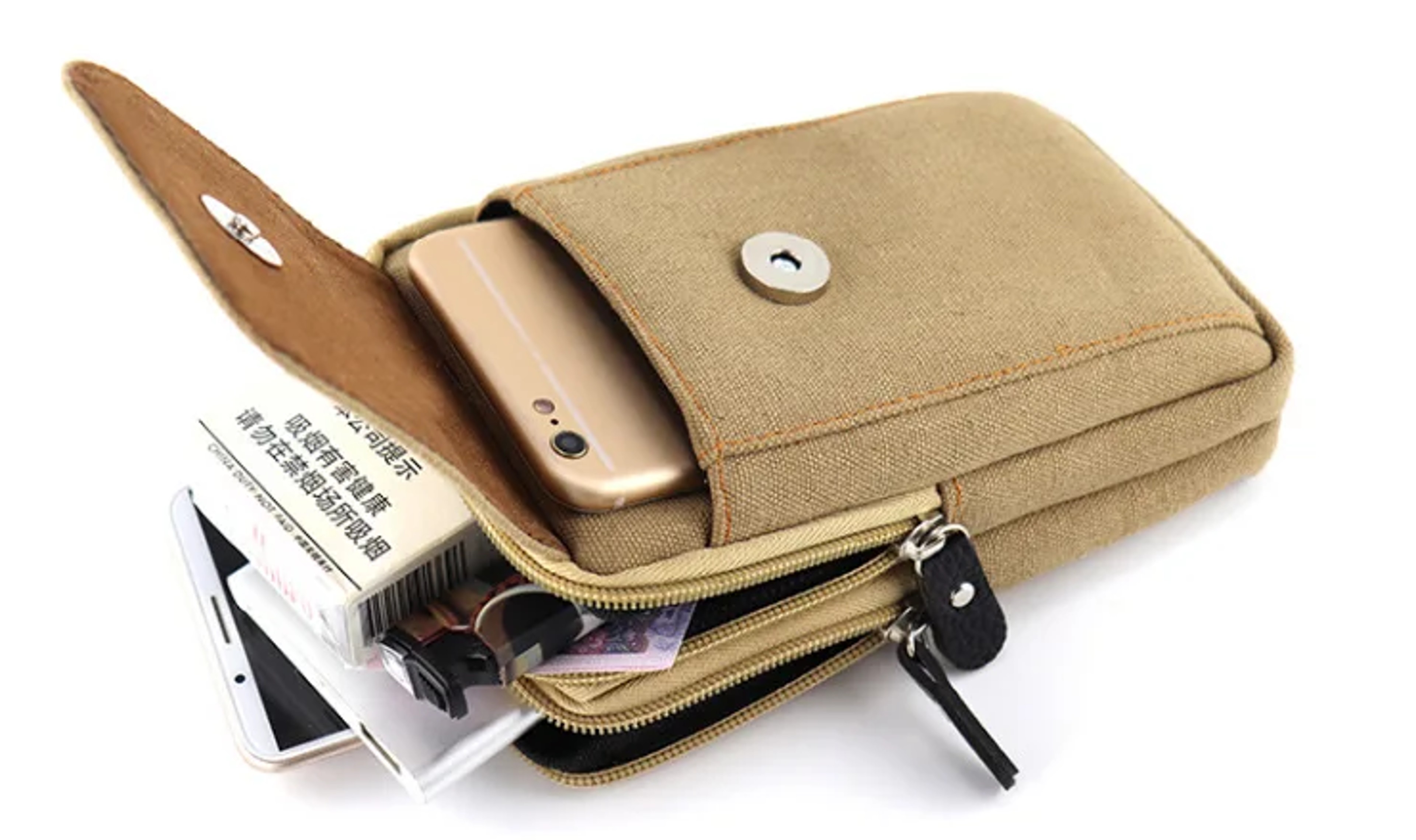 Soft Canvas Waist Pack For Men Compact Belt Bag For Travel Running Camping 3