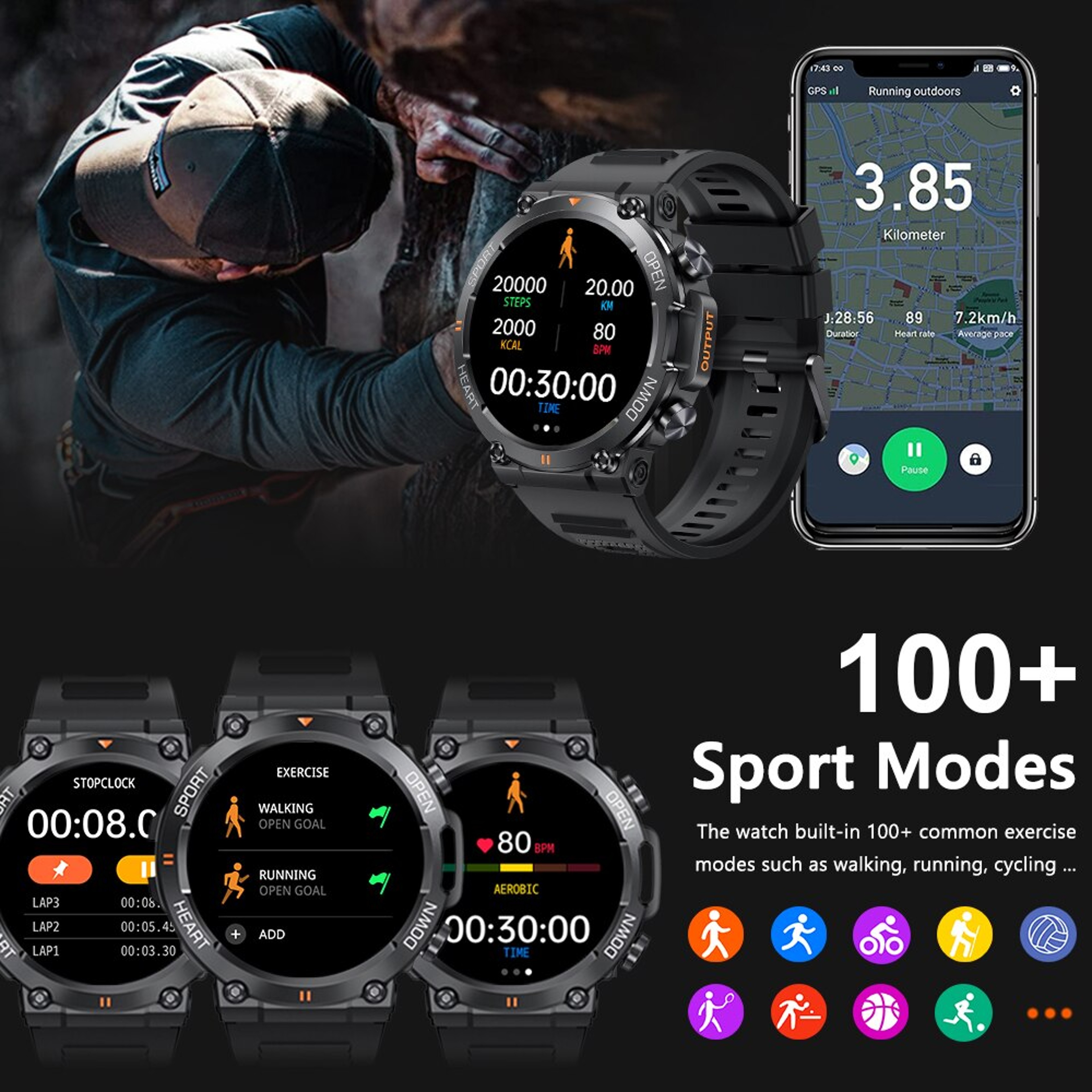 Bluetooth Call Smart Watch Men Fitness Tracker With Heart Monitor 6