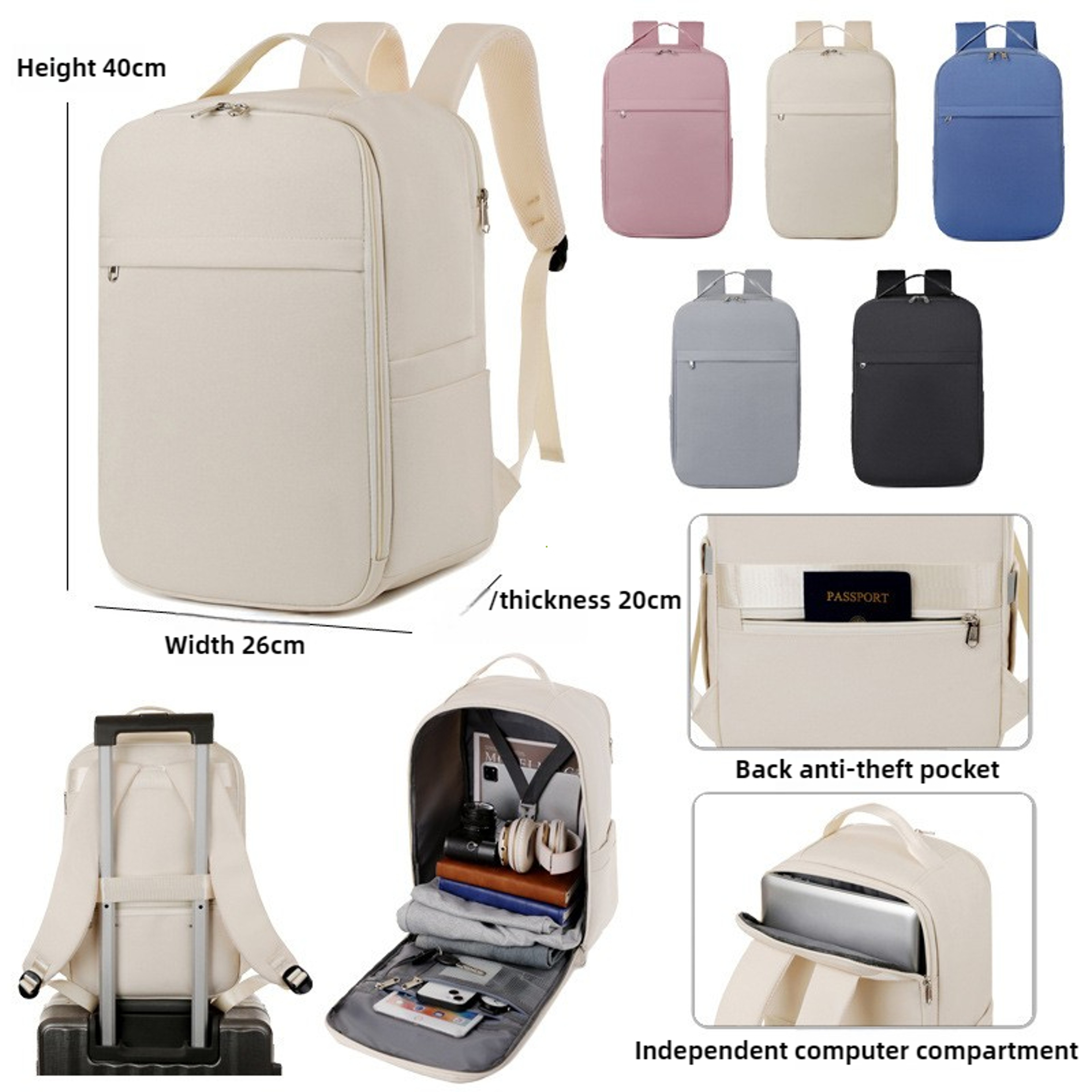 Cabin Travel Backpack Lightweight Waterproof Laptop Carry On Bag 4