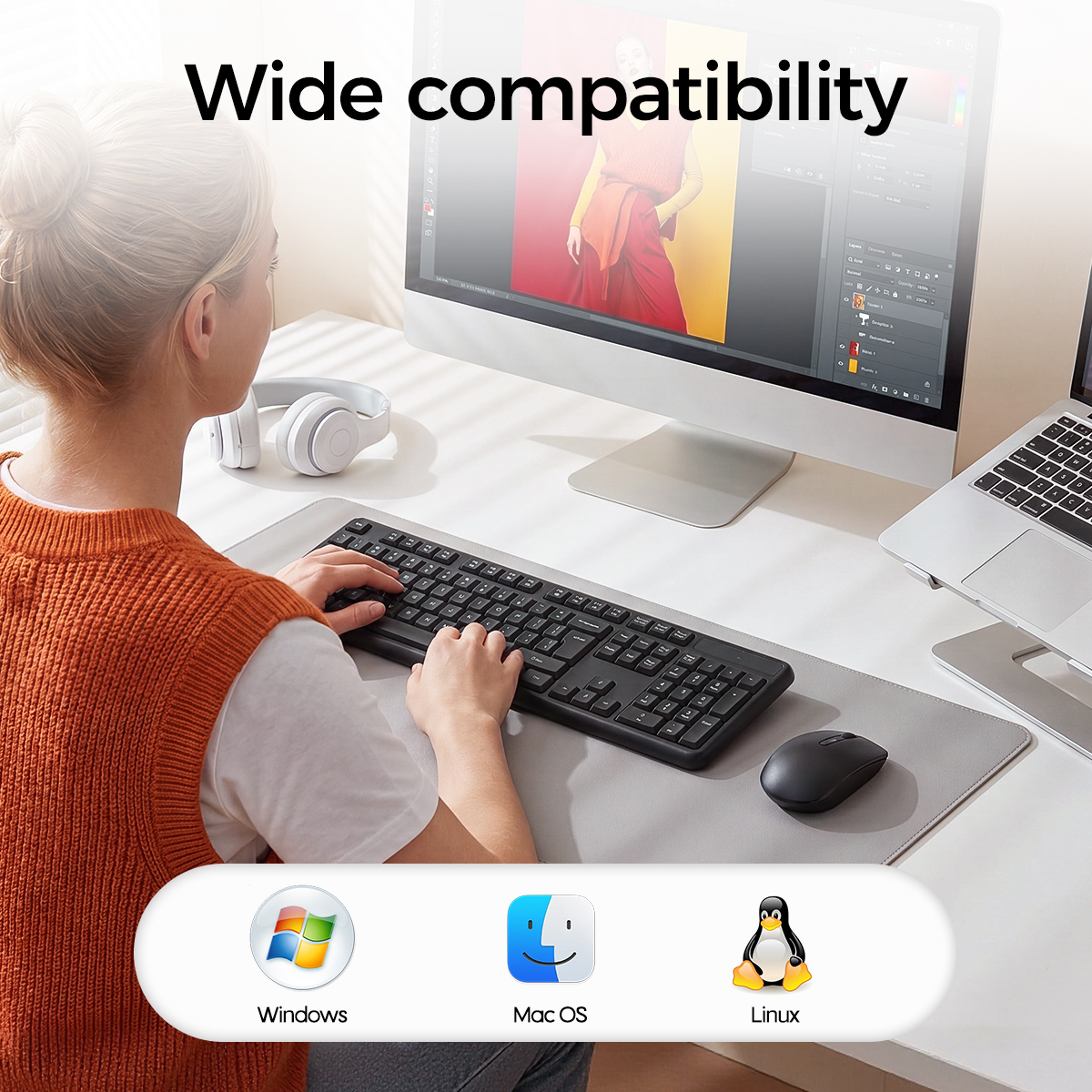 Silent Wireless Keyboard Mouse Set With Ergonomic Design For PC Laptop Office Use 3