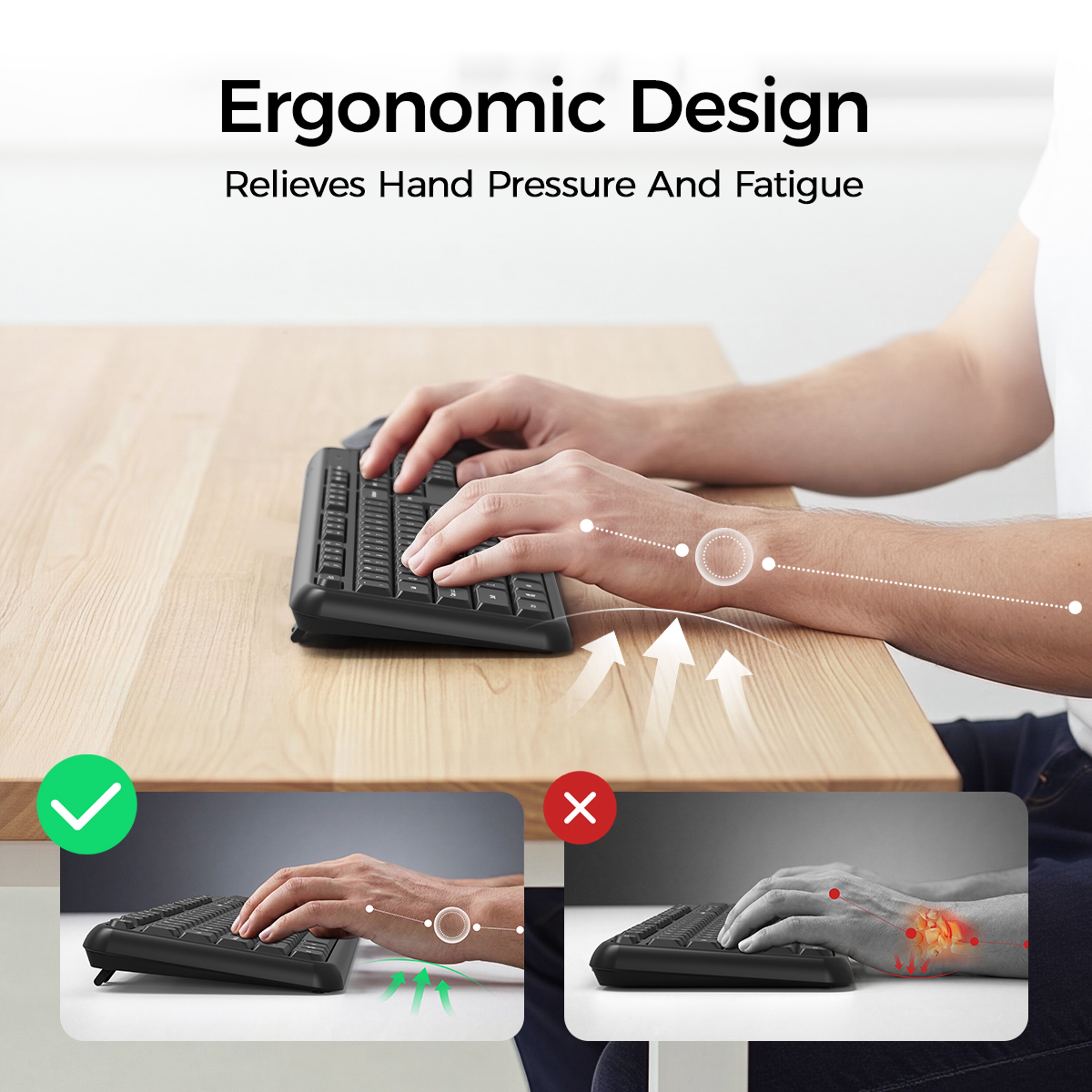 Silent Wireless Keyboard Mouse Set With Ergonomic Design For PC Laptop Office Use 2