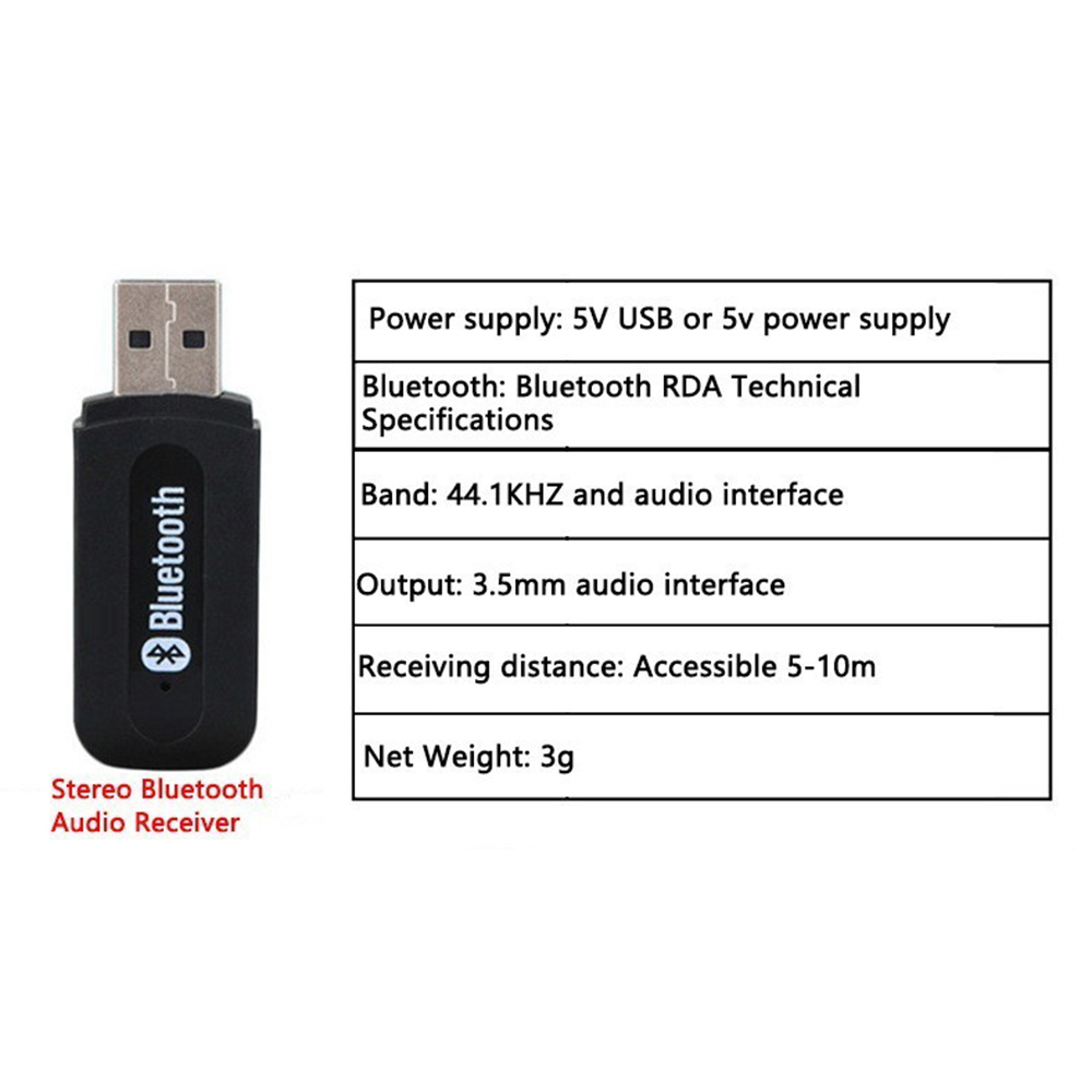 Bluetooth Audio Receiver USB Wireless Stereo Adapter 5