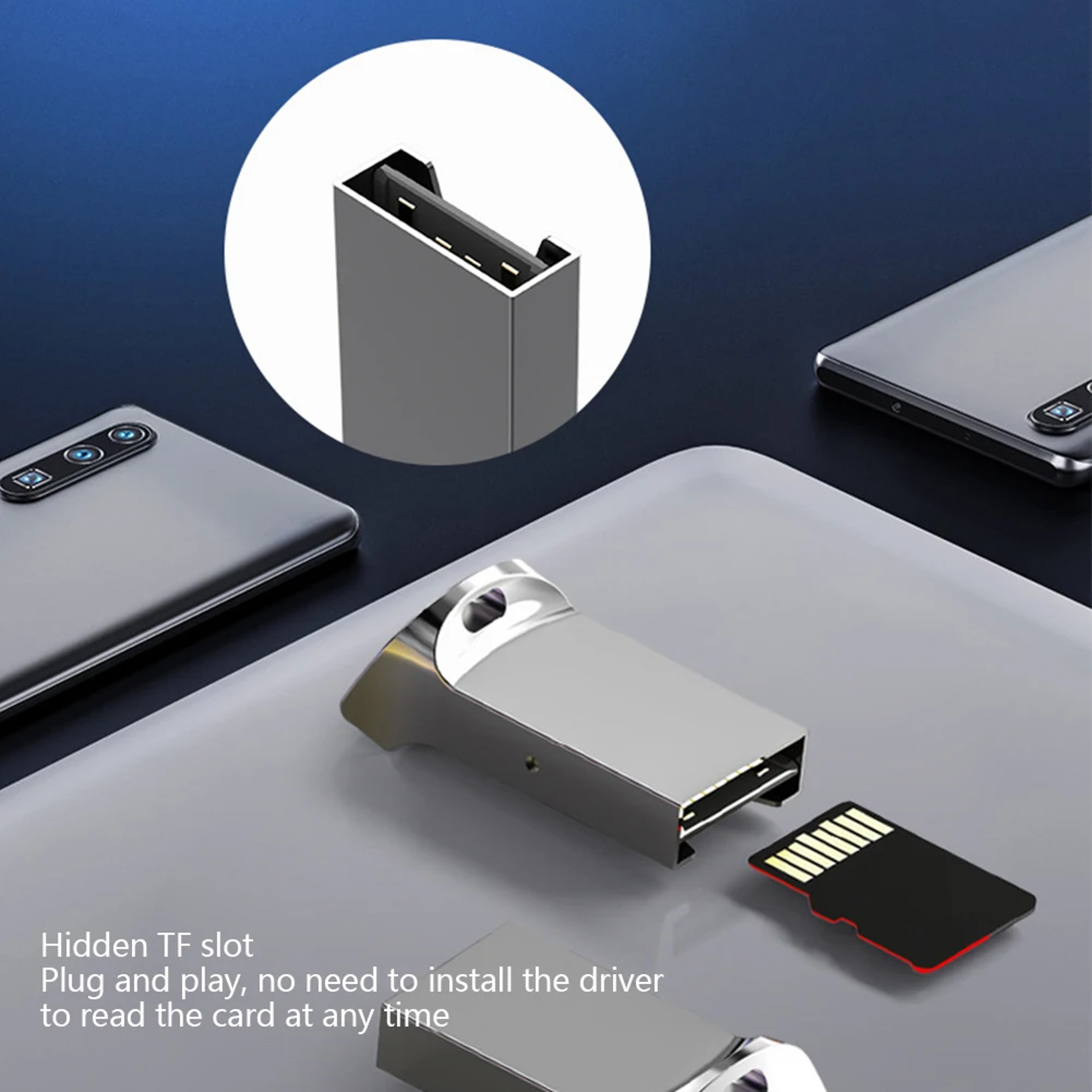 Mini Aluminum USB Micro SD Card Reader TF Memory Adapter 3
