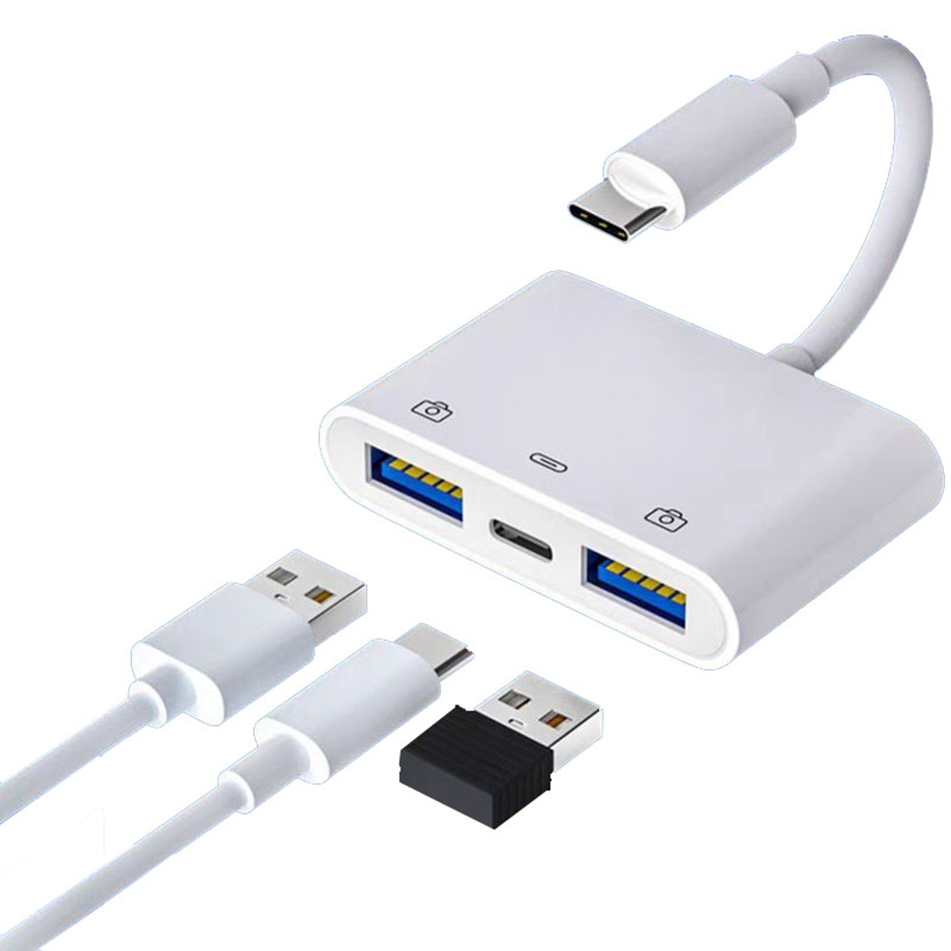 USB C OTG Adapter Card Reader With USB Port And Type C Charging 0
