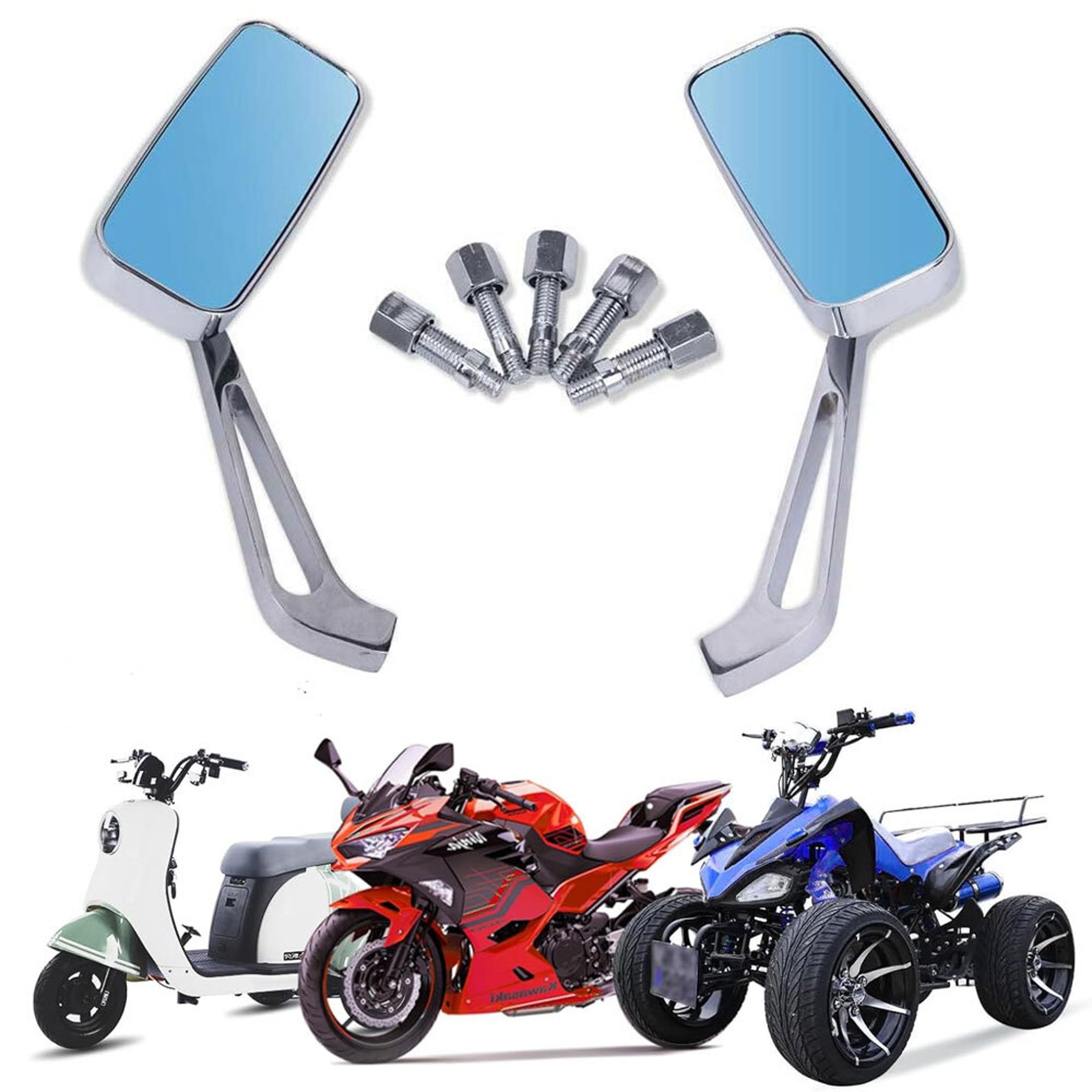 Rectangle Motorcycle Mirrors For Harley Cruiser Softail Sportster Bobber Chopper 5