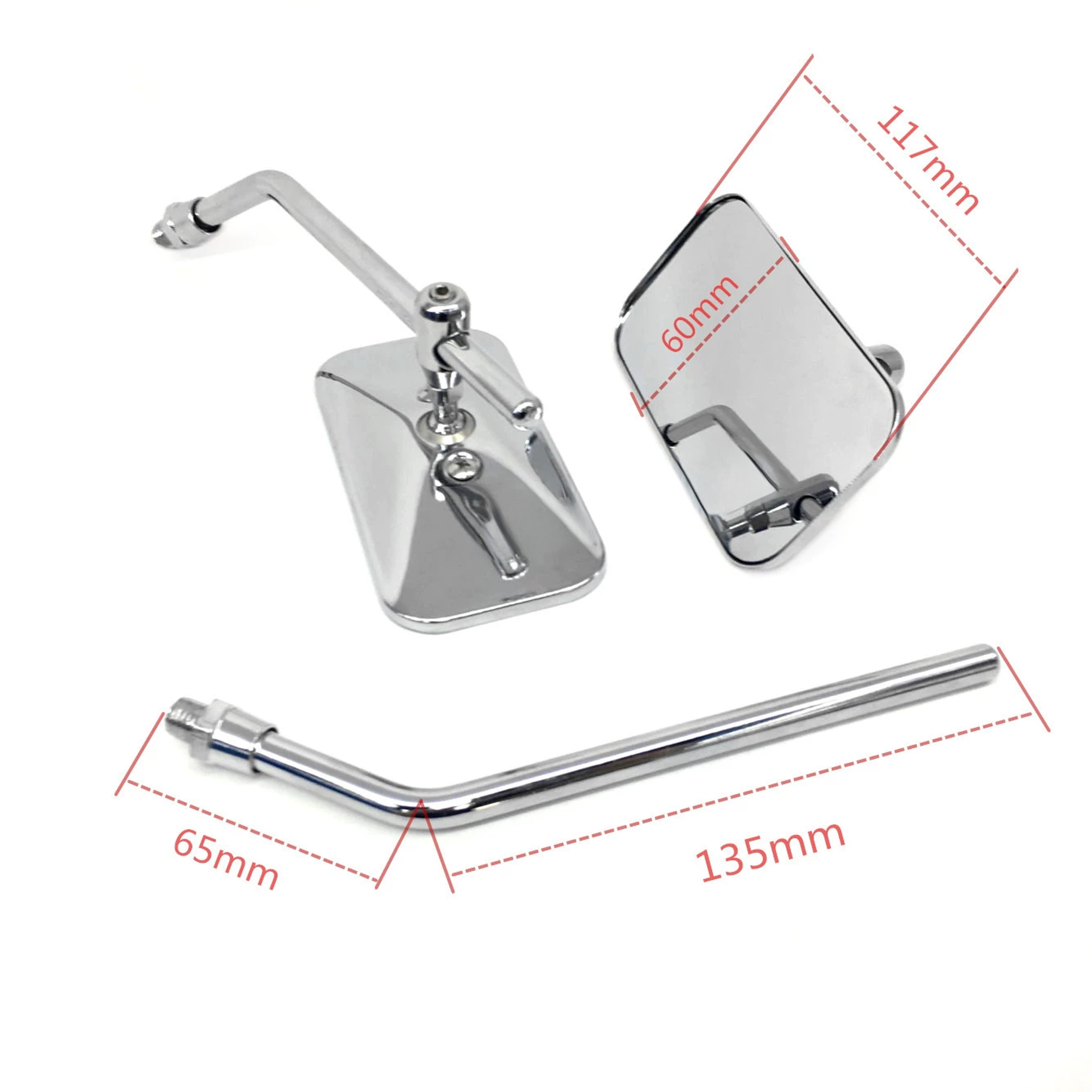 Universal Motorcycle Rearview Mirrors With Convex Glass And Steel Housing 4