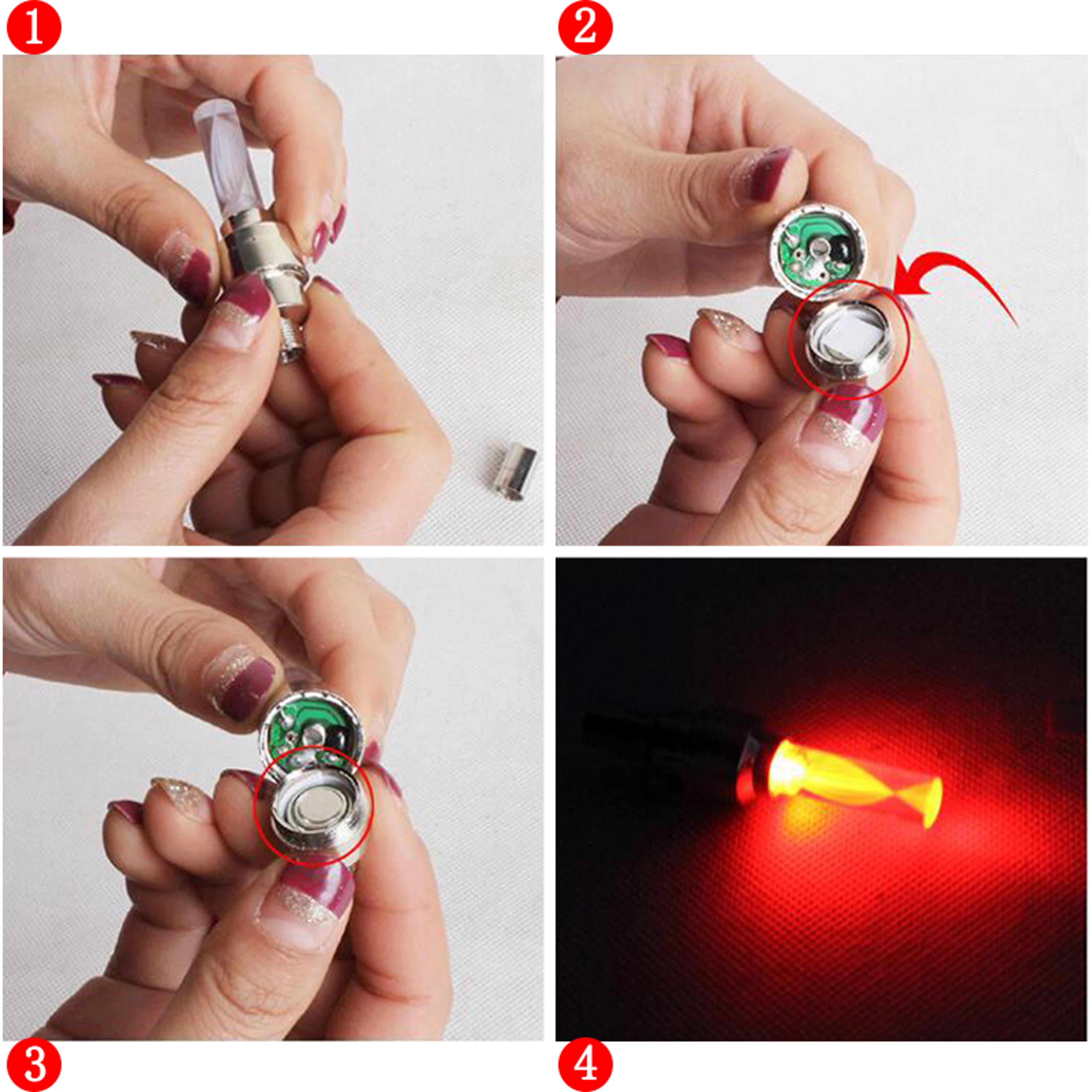 Motion Activated LED Tire Valve Cap Lights Waterproof Universal Wheel Lights 12