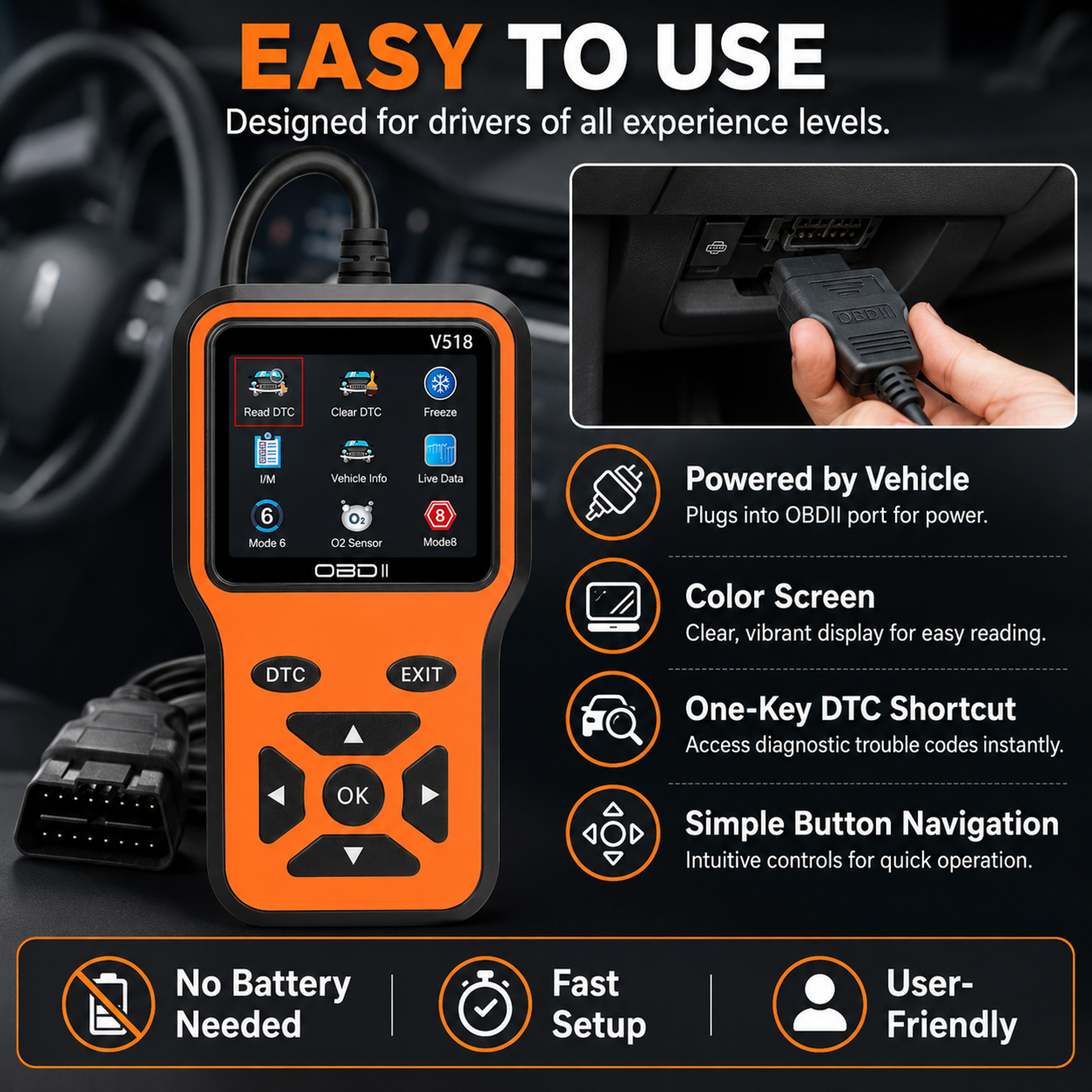 Scanner Car Diagnostic Tool Engine Code Reader With Live Data 5