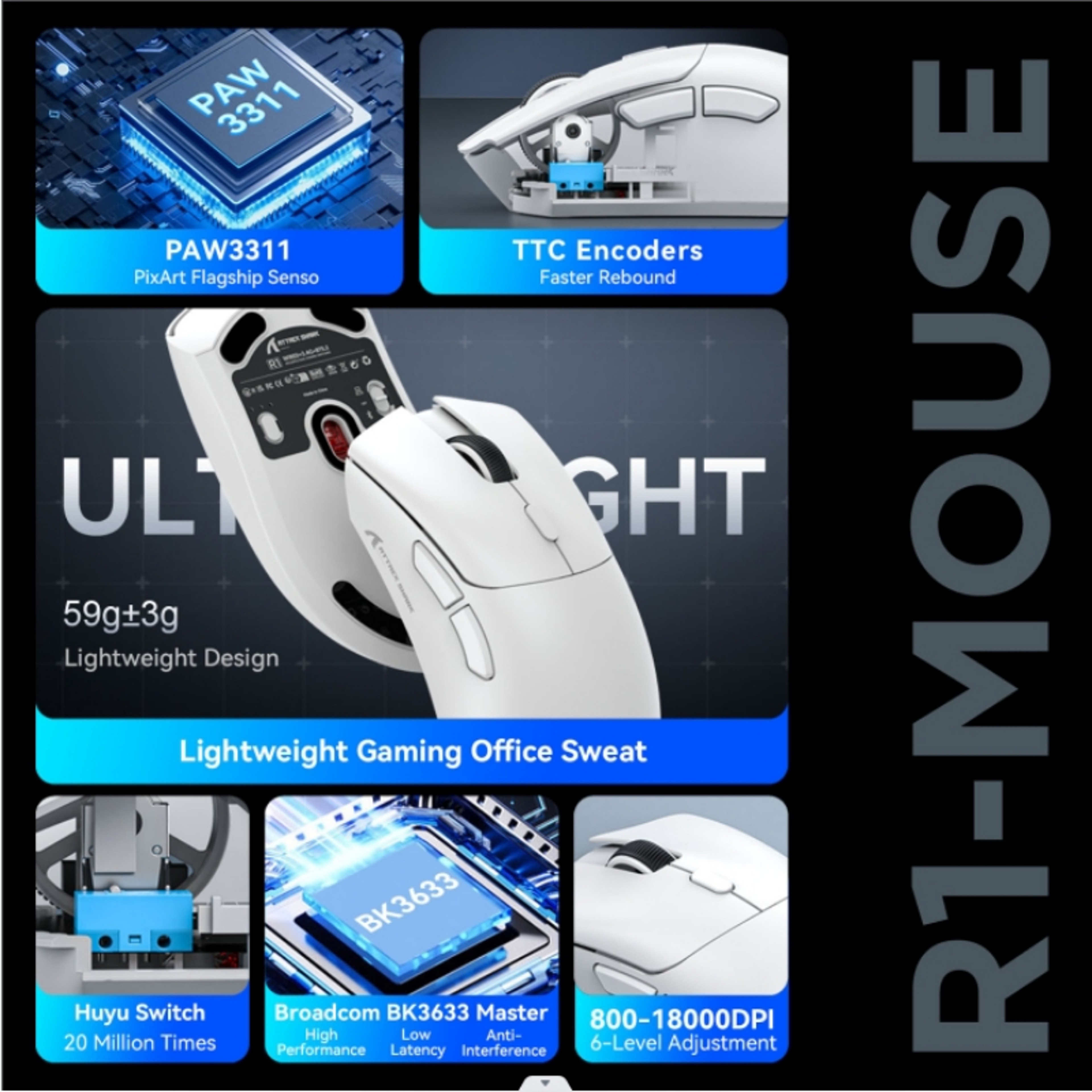 Lightweight Wireless Gaming Mouse Tri Mode Bluetooth Mouse 3