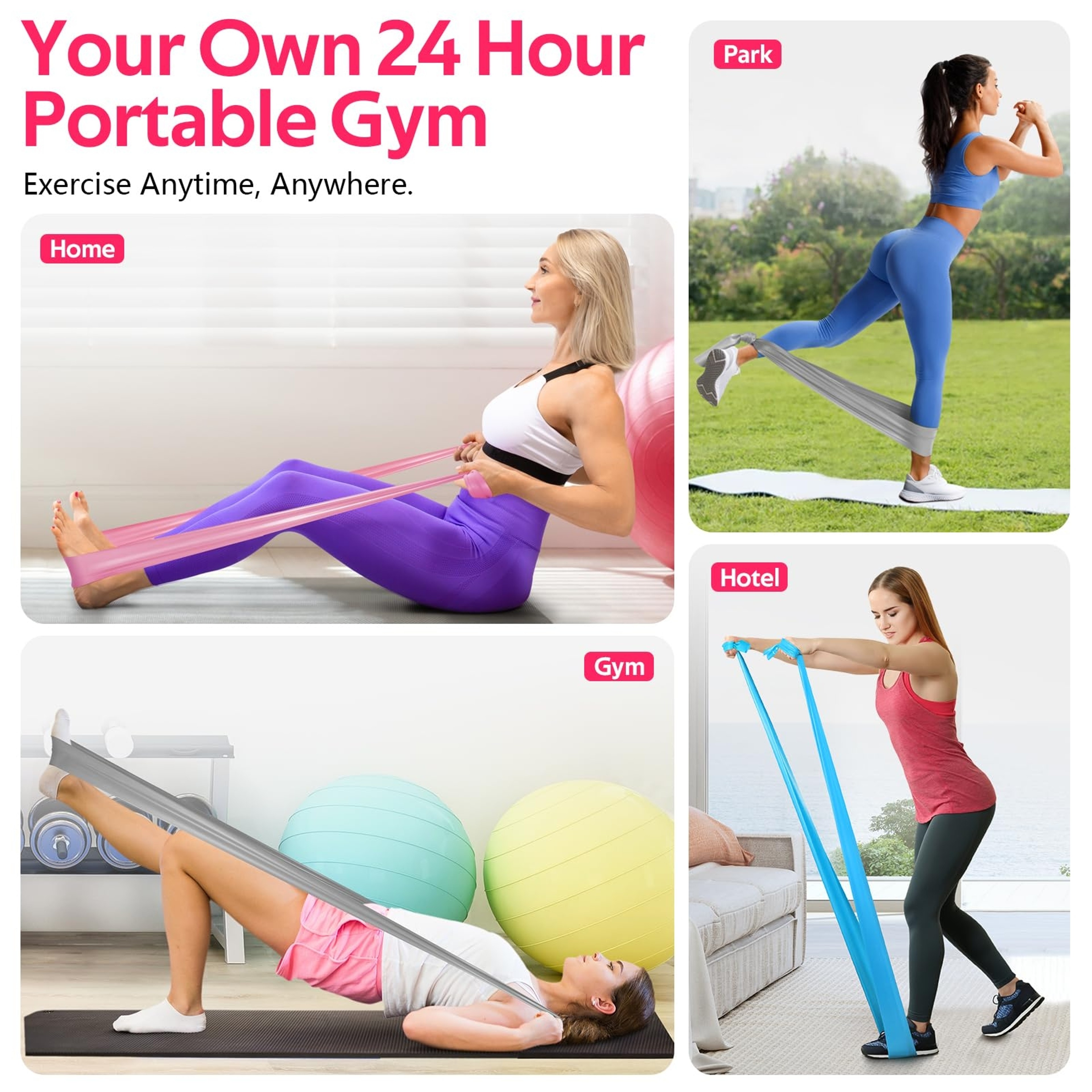 Resistance Bands Set For Home Workout Yoga And Strength Training 4