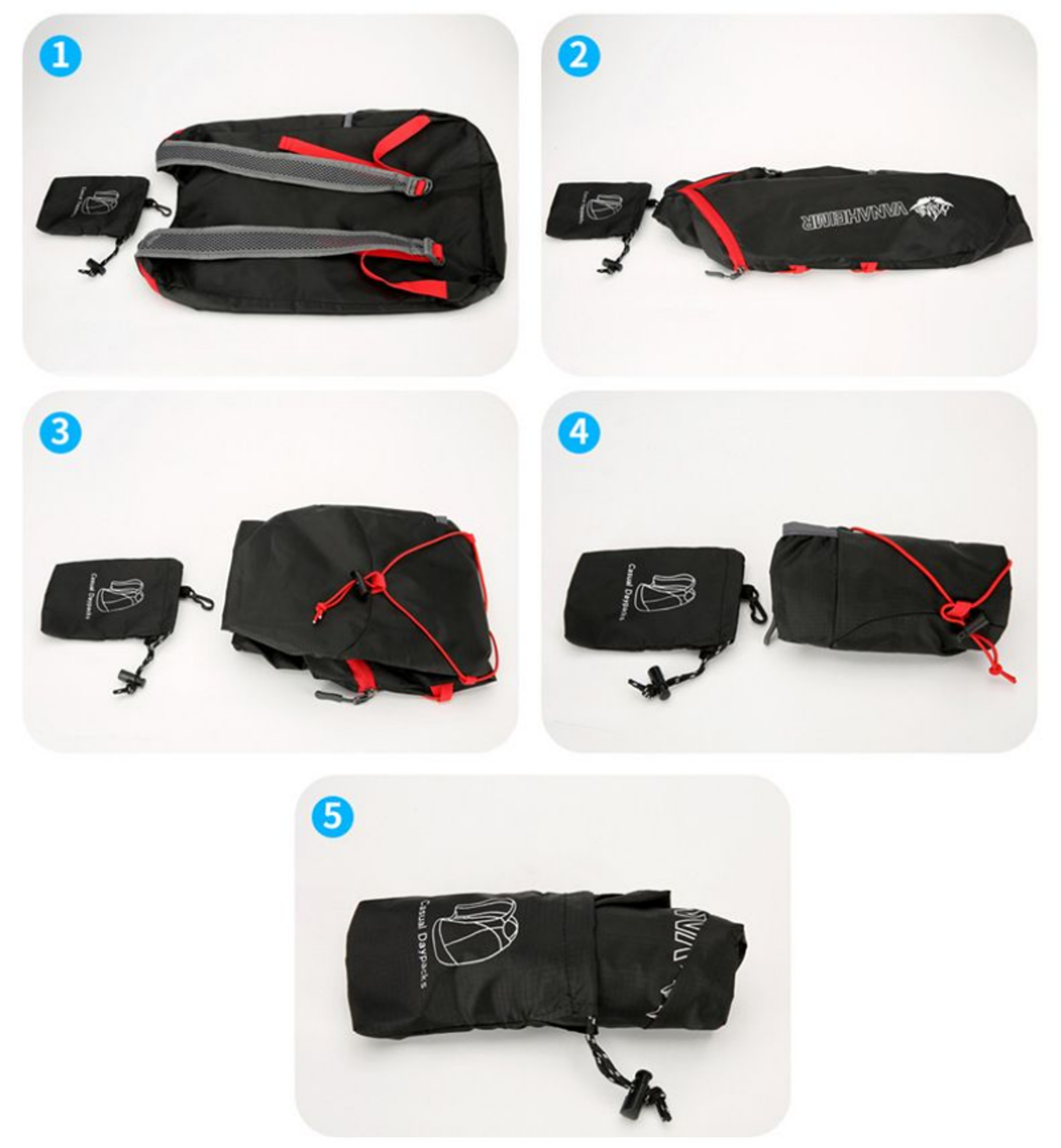 Foldable Hiking Backpack Lightweight Waterproof Large Capacity Travel Daypack 12