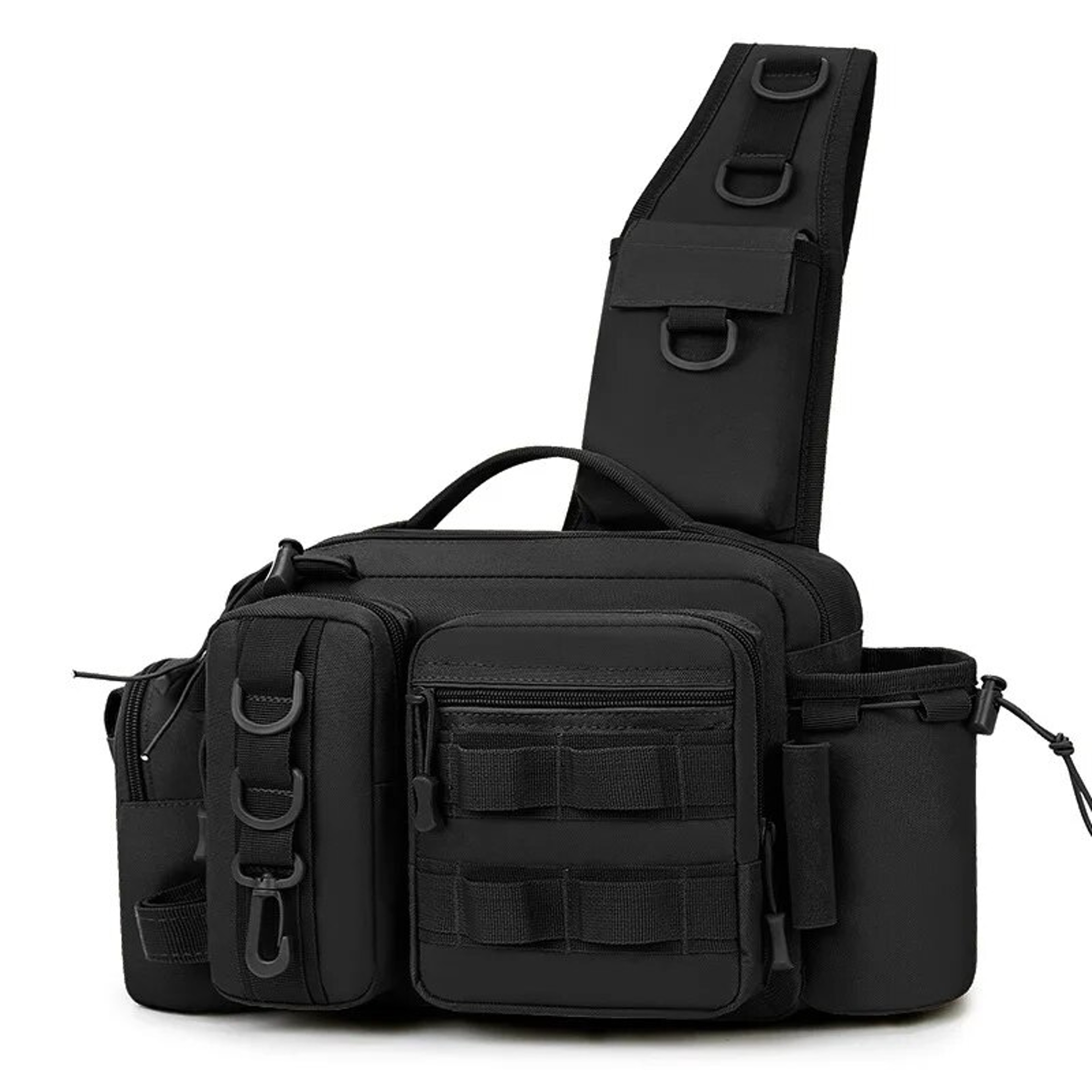 Fishing Tackle Backpack With Rod Holder Two Layer Sling Gear Storage Bag 8
