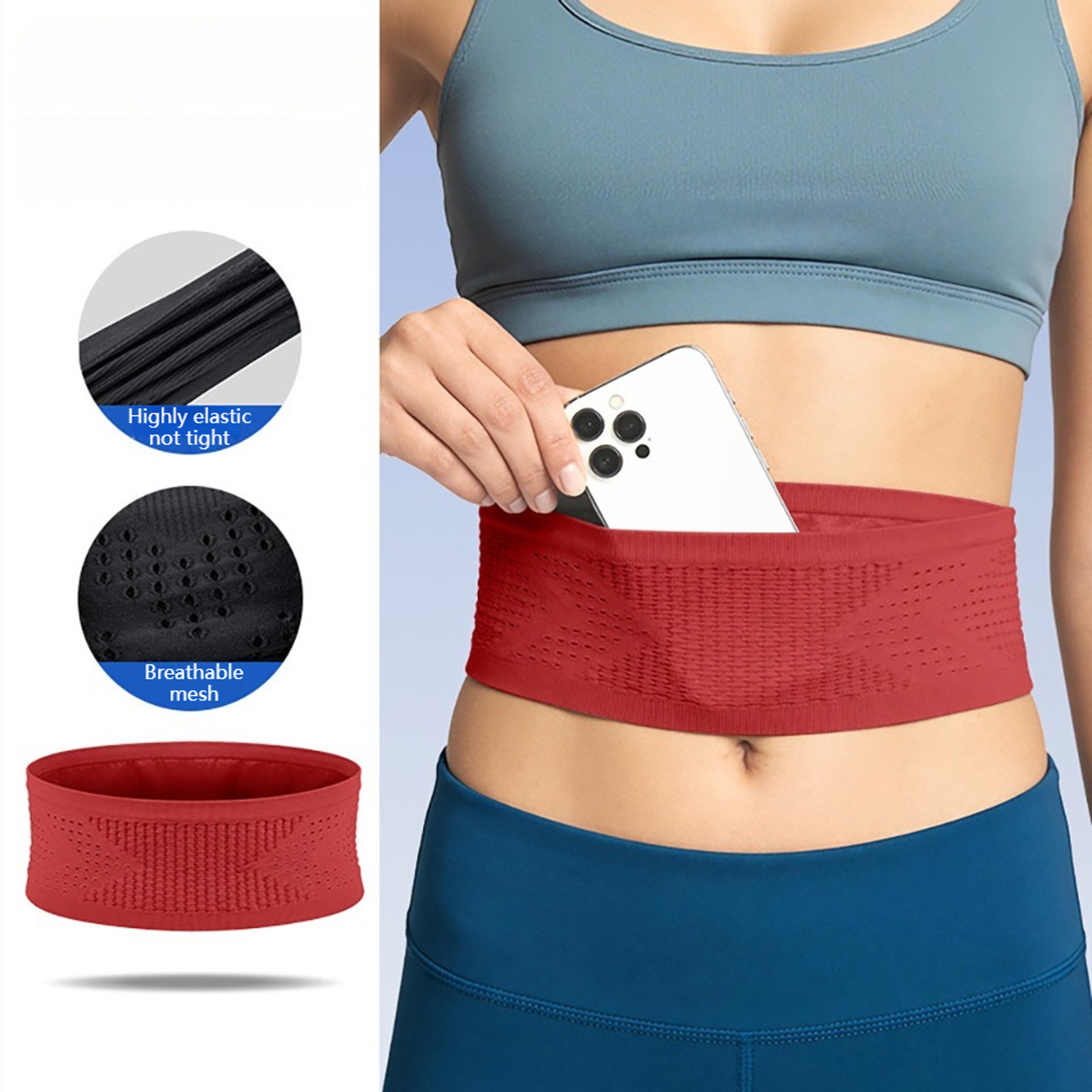 Breathable Running Waist Bag Invisible Elastic Phone Fitness Belt 12