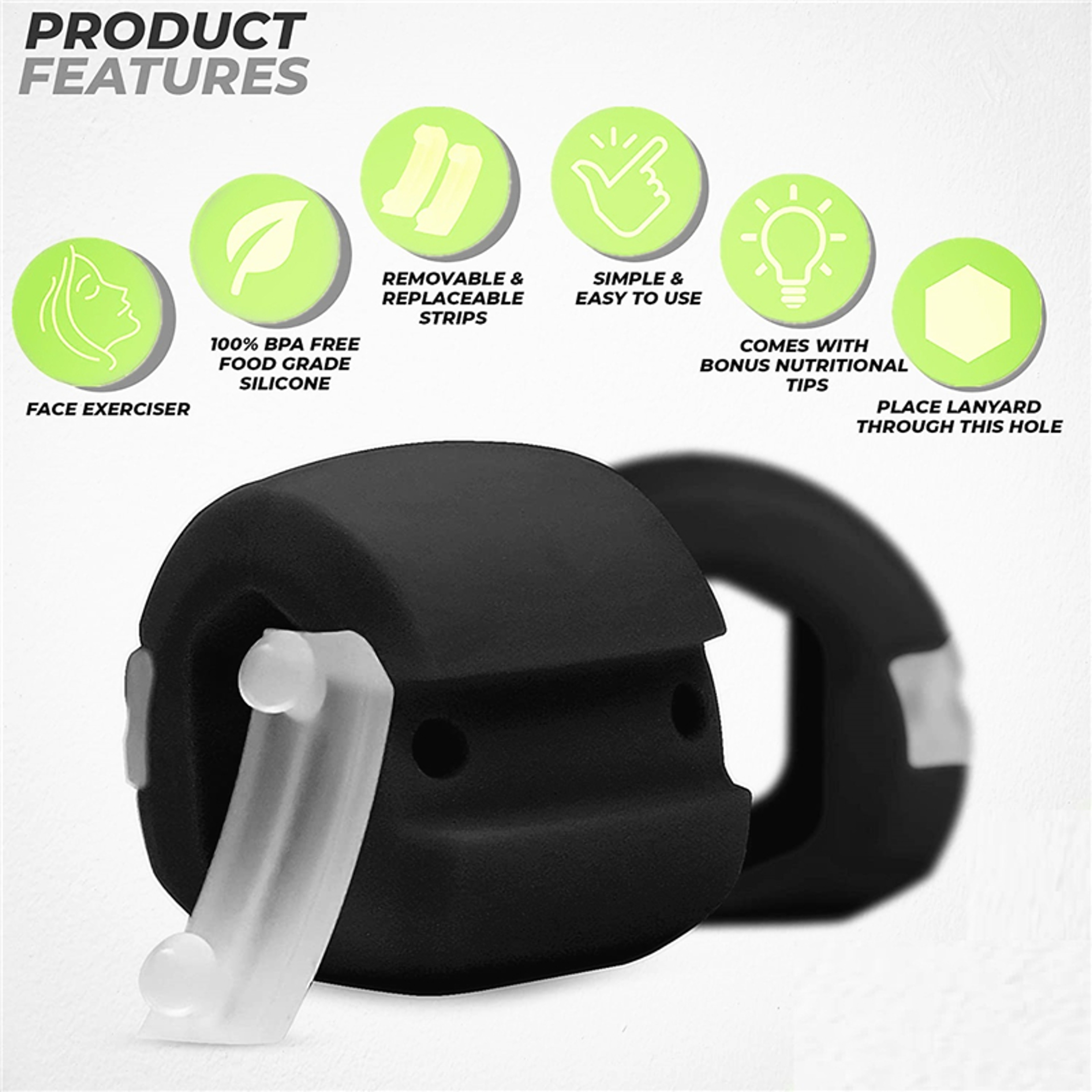 Silicone Jaw Exerciser Facial Muscle Trainer with Lanyard – view 4