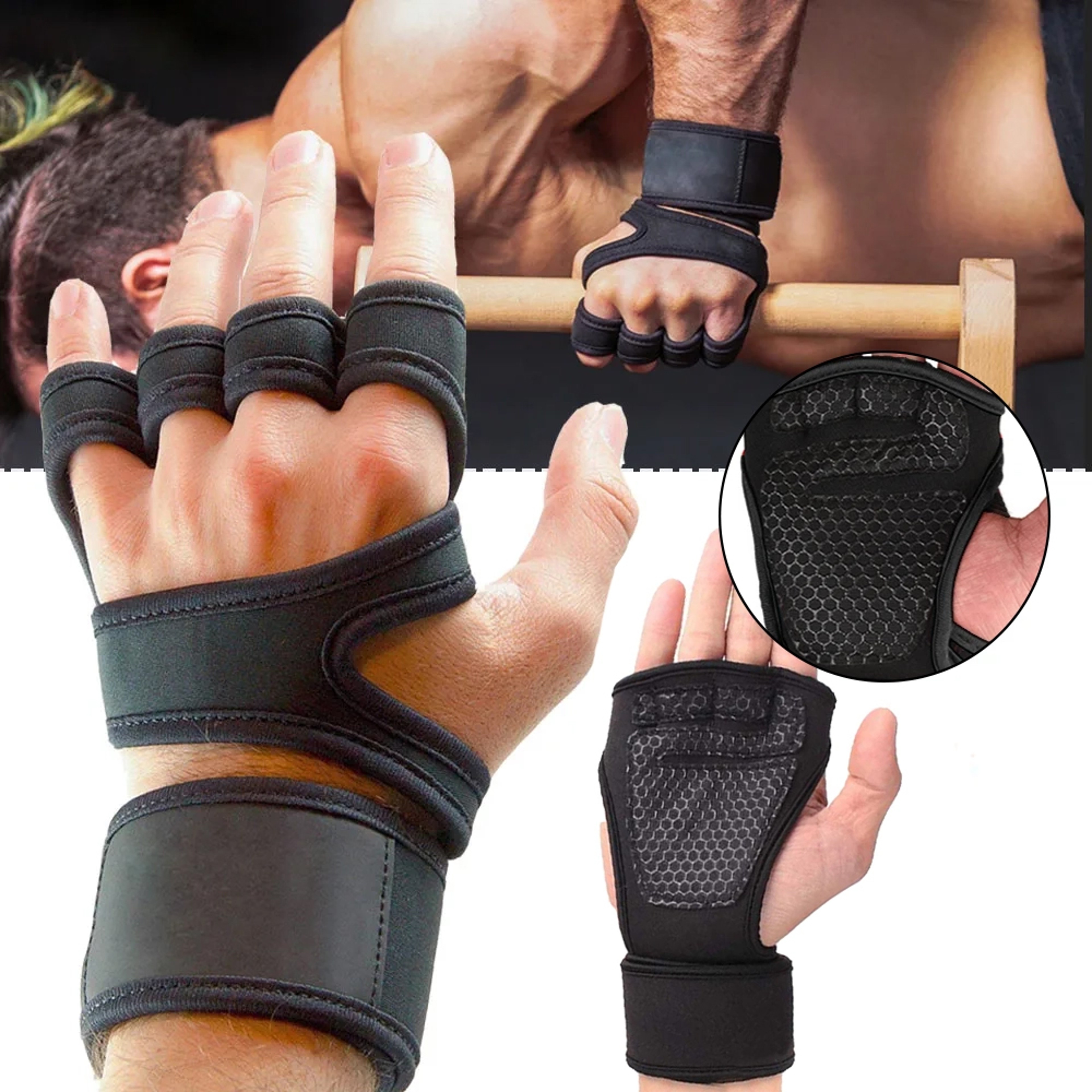 Training Weightlifting Gloves With Wrist Support Non Slip Grip And Palm Protection 2