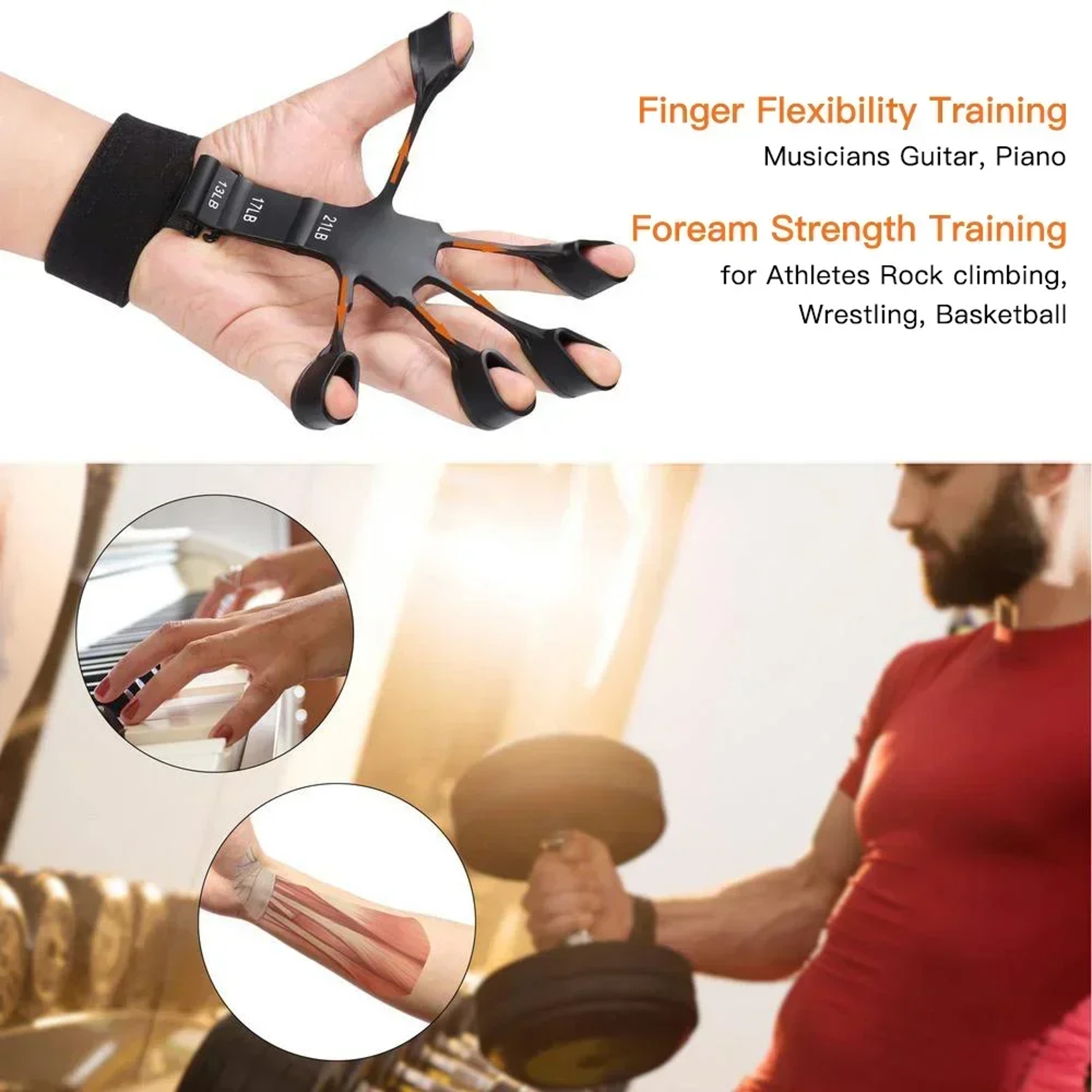 Hand Grip Strengthener Set Wrist Finger And Forearm Exerciser For Strength Training 4
