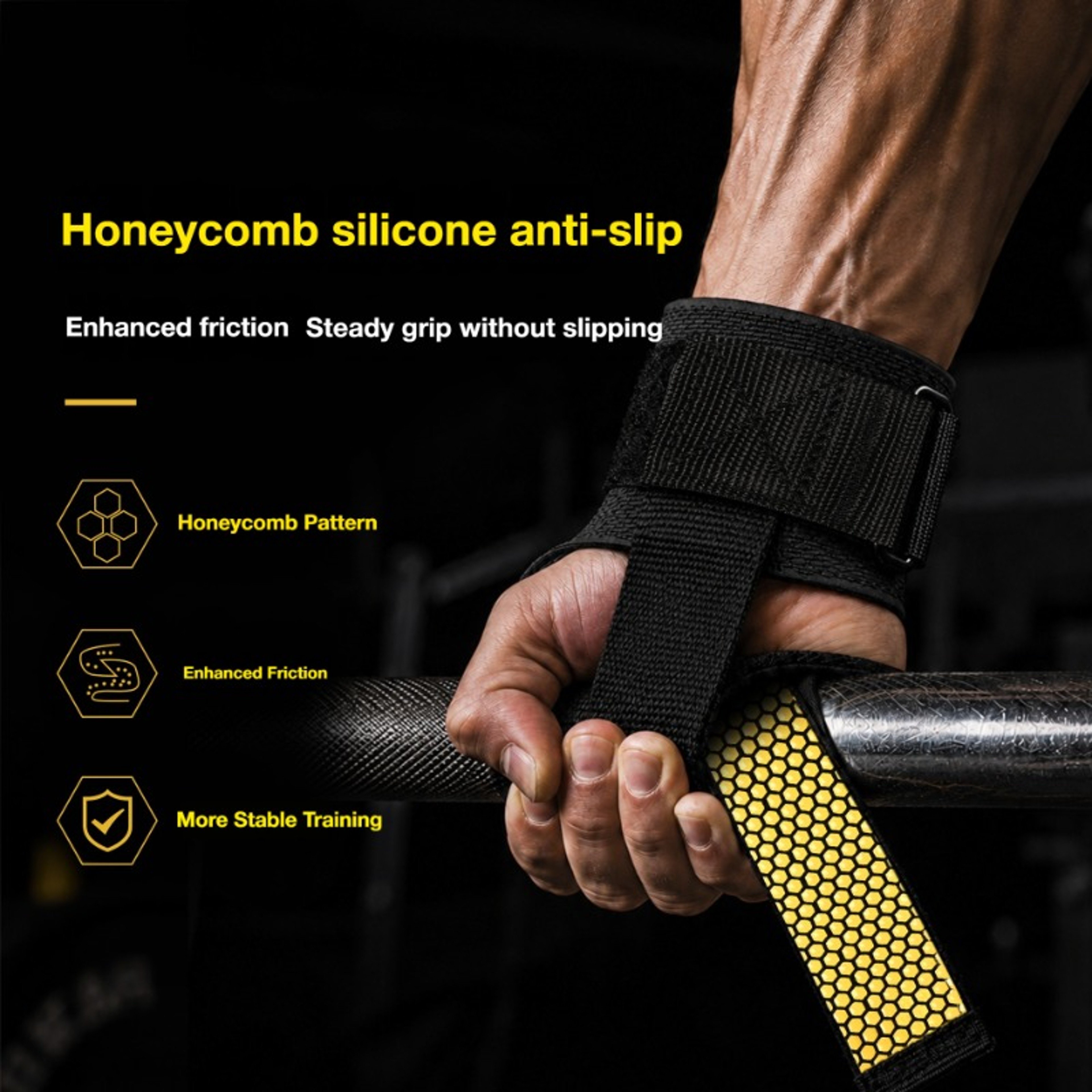 Silicone Non Slip Weight Lifting Straps For Deadlift Pull Ups And Strength Training 3