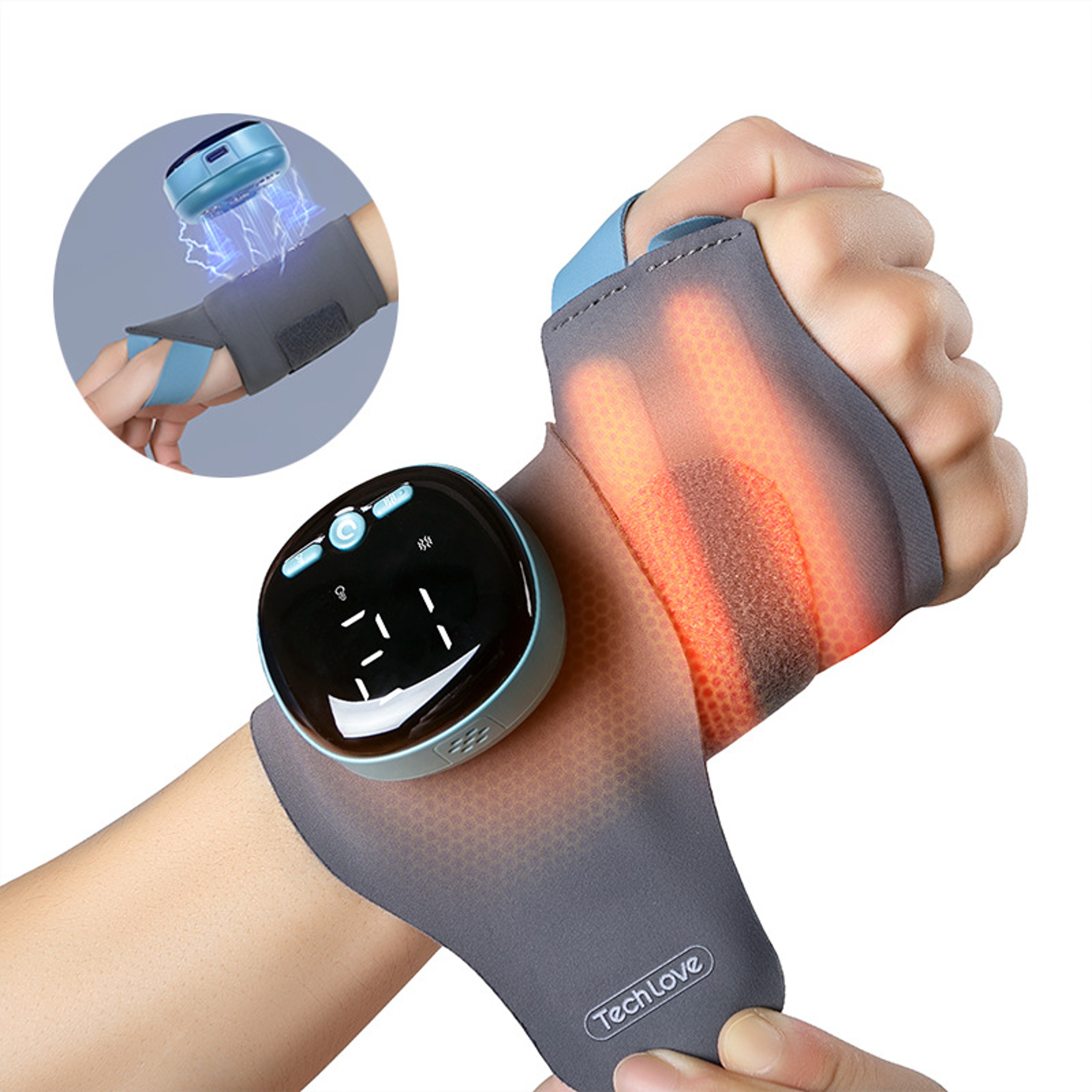 Smart EMS Wrist Massager With Heat Therapy Rechargeable Wrist Support Brace 0