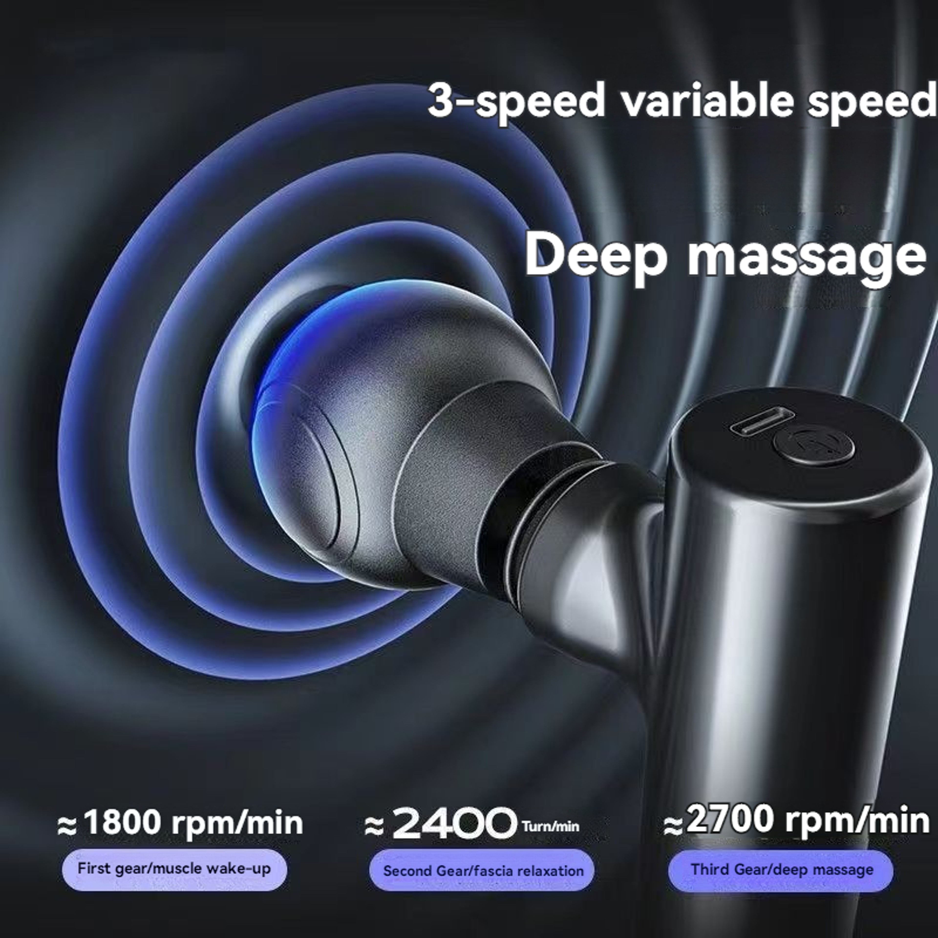 USB Rechargeable Mini Massage Gun Deep Tissue Muscle Massager With Heads 2