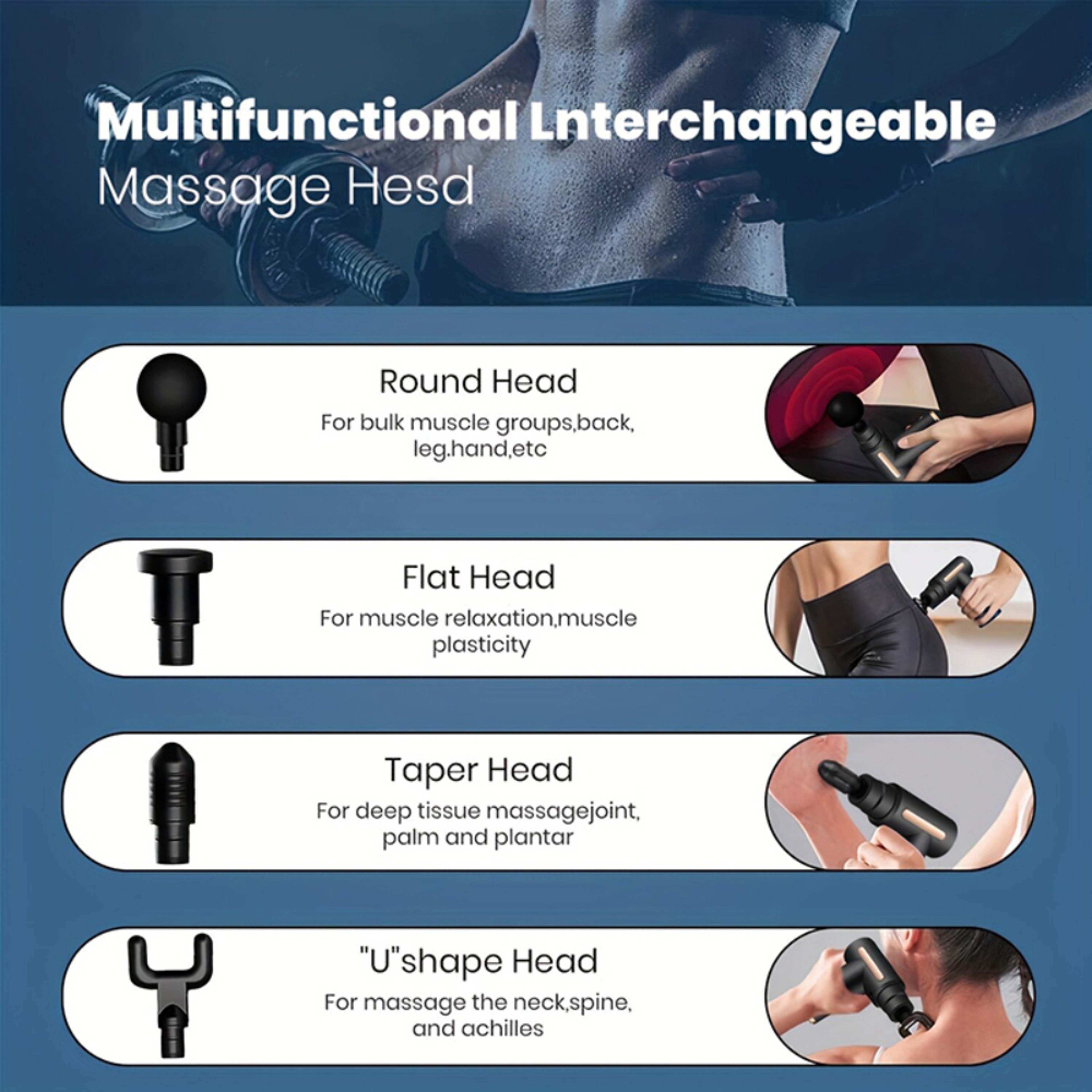 Portable Deep Tissue Massage Gun Muscle Recovery Fascia Massager 7