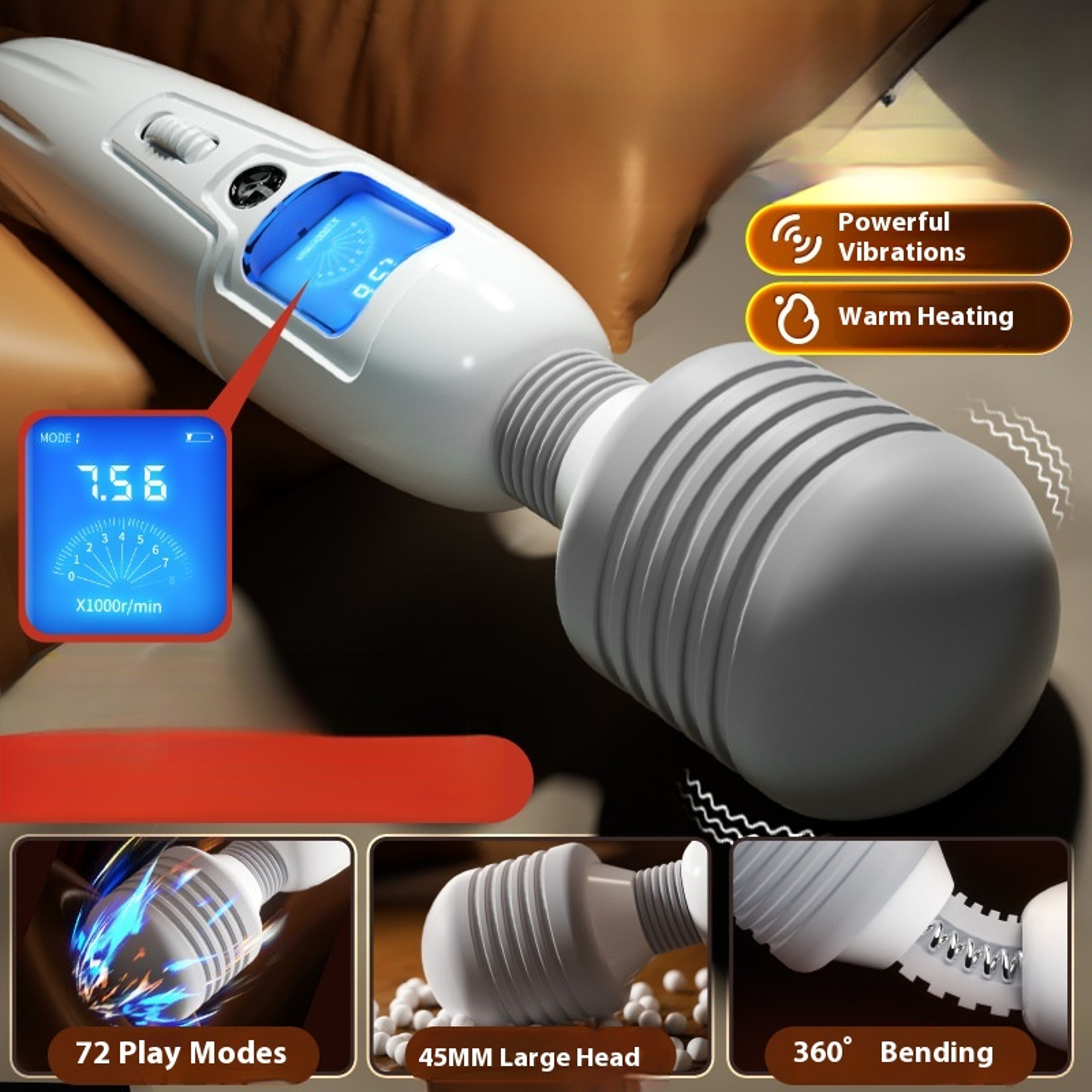 Smart Heated Deep Tissue Massage Gun Rechargeable LCD Body Muscle Massager 2