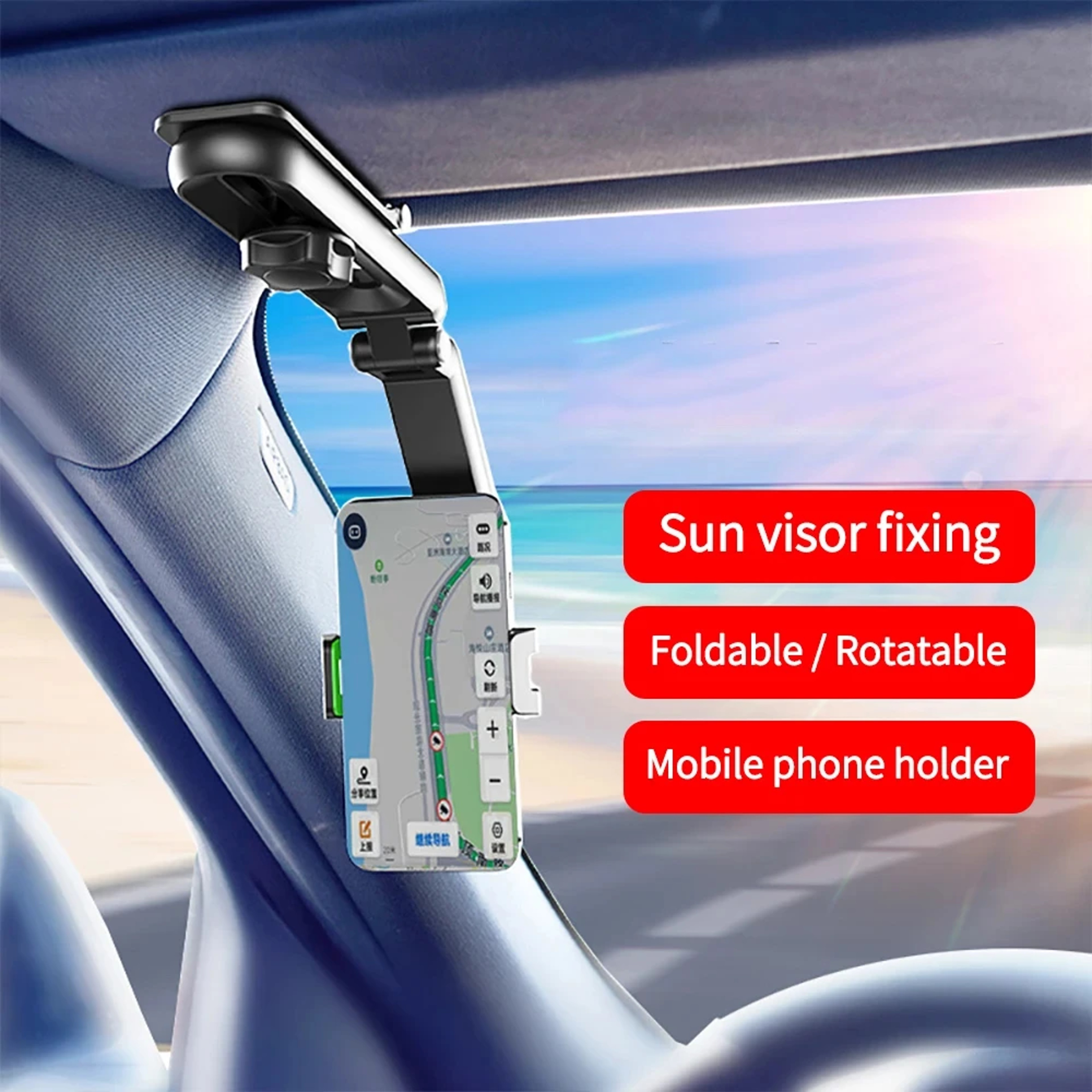 Rearview Mirror Phone Holder Universal Car GPS Mount 2