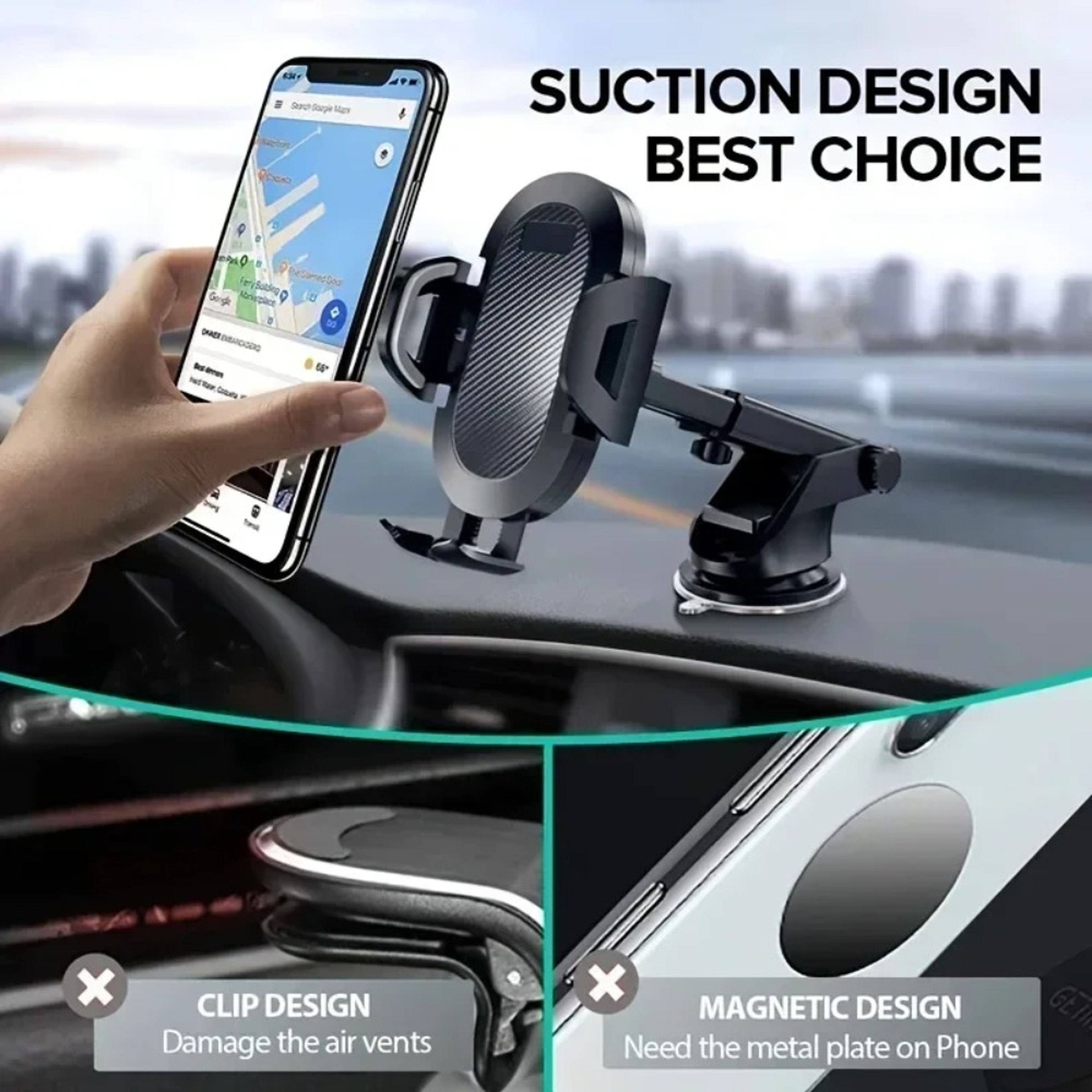 Car Phone Holder Air Vent Windshield Suction Cup Mount 1