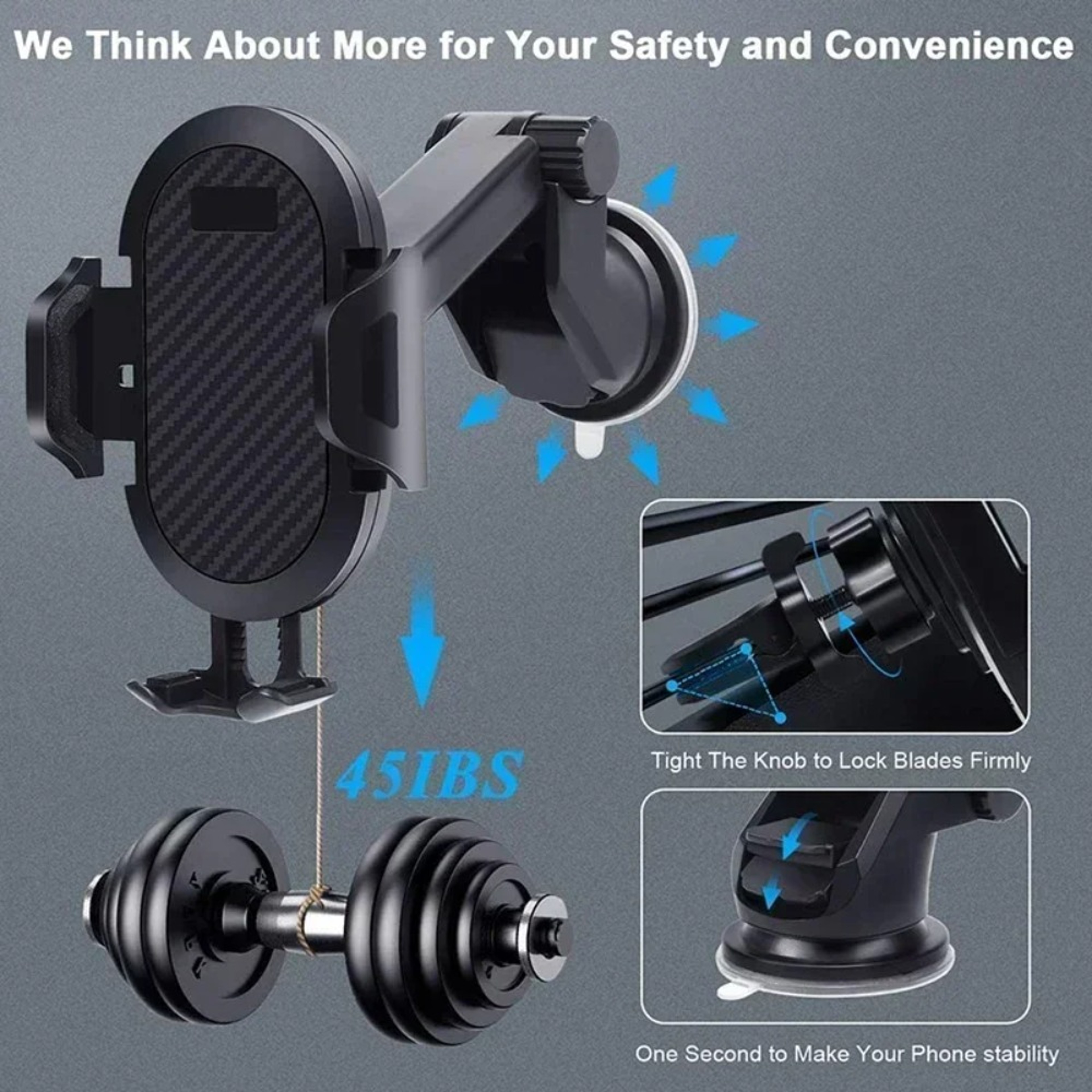 Car Phone Holder Air Vent Windshield Suction Cup Mount 6