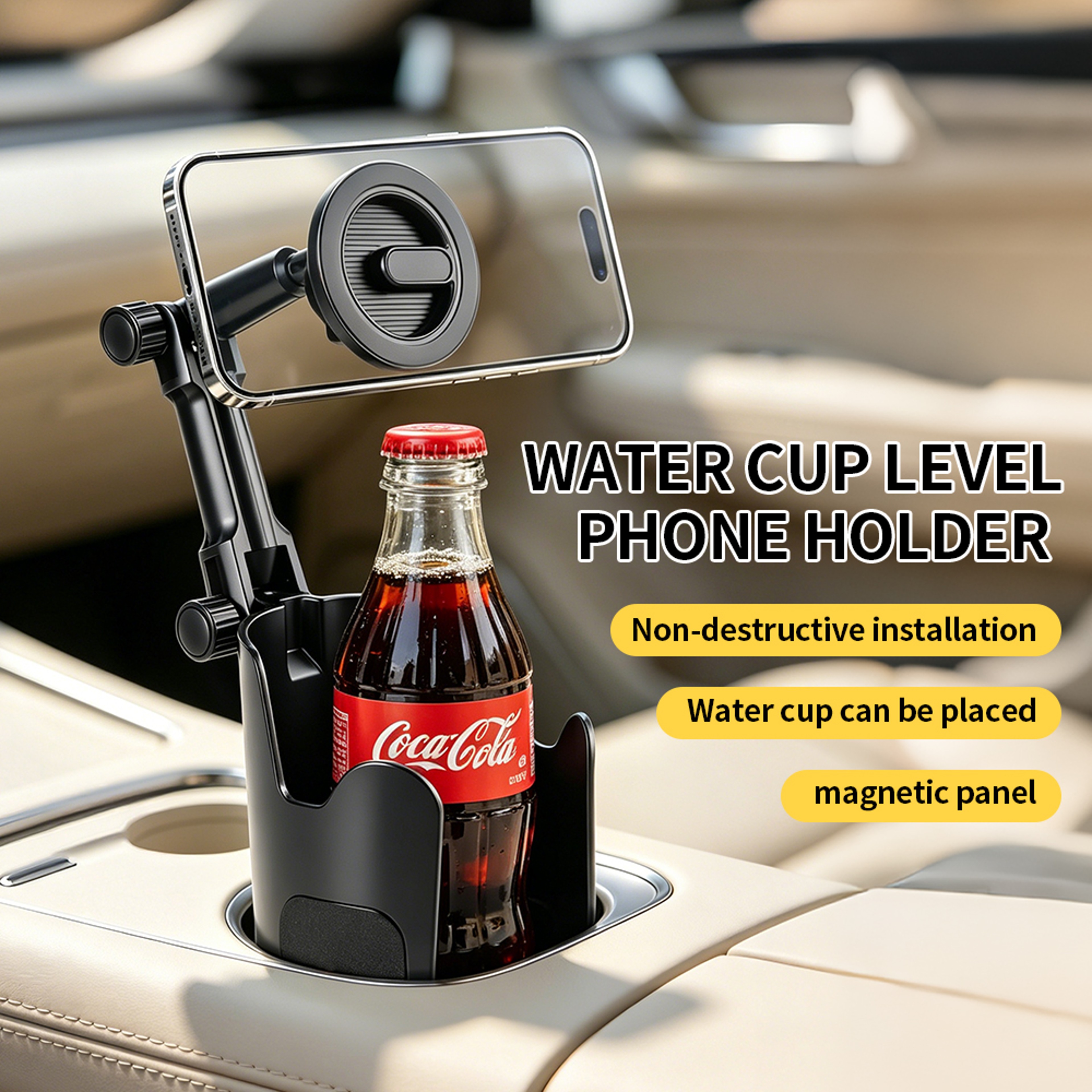 Magnetic Car Phone Mount Adjustable Cup Holder Navigation Stand 2