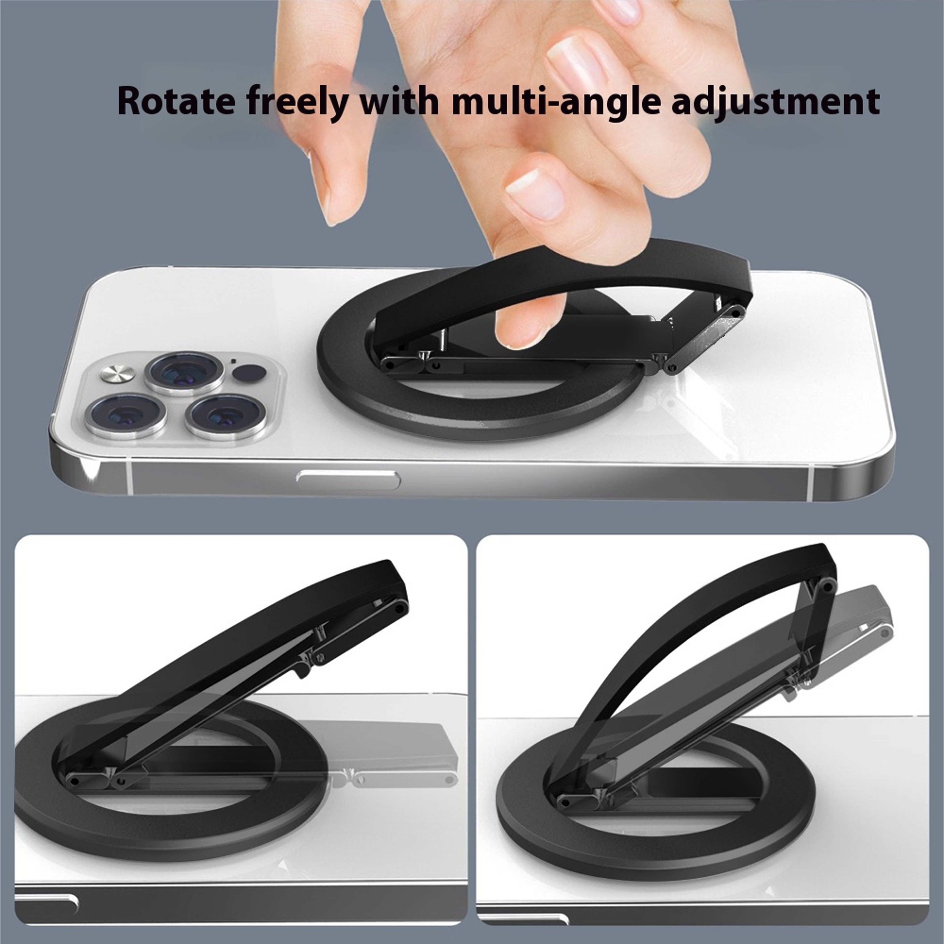 Foldable Alloy Magnetic Phone Grip Multi Angle Phone Kickstand Ring Holder 4