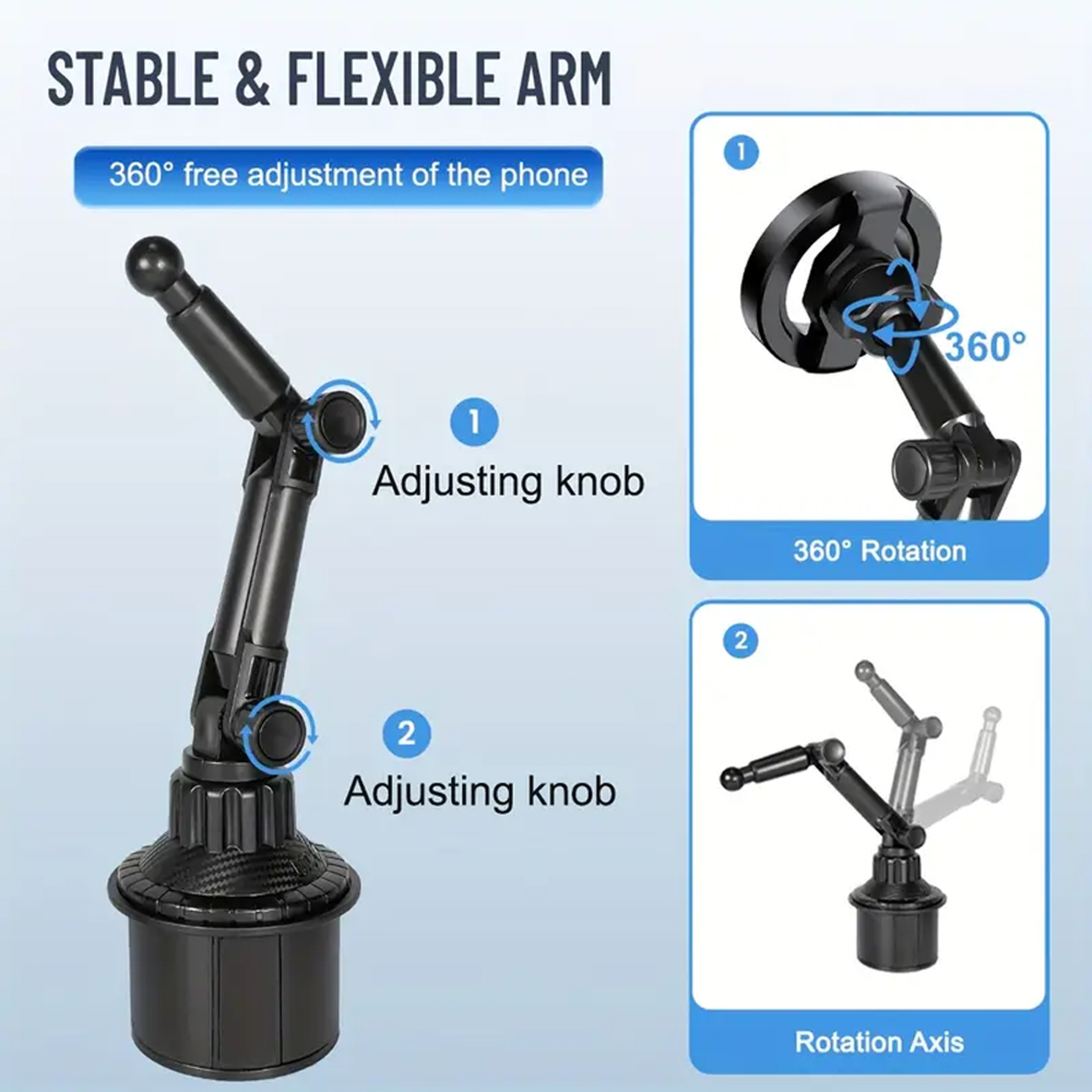 MagSafe Magnetic Car Phone Holder Rotating Cup Holder Mount 5