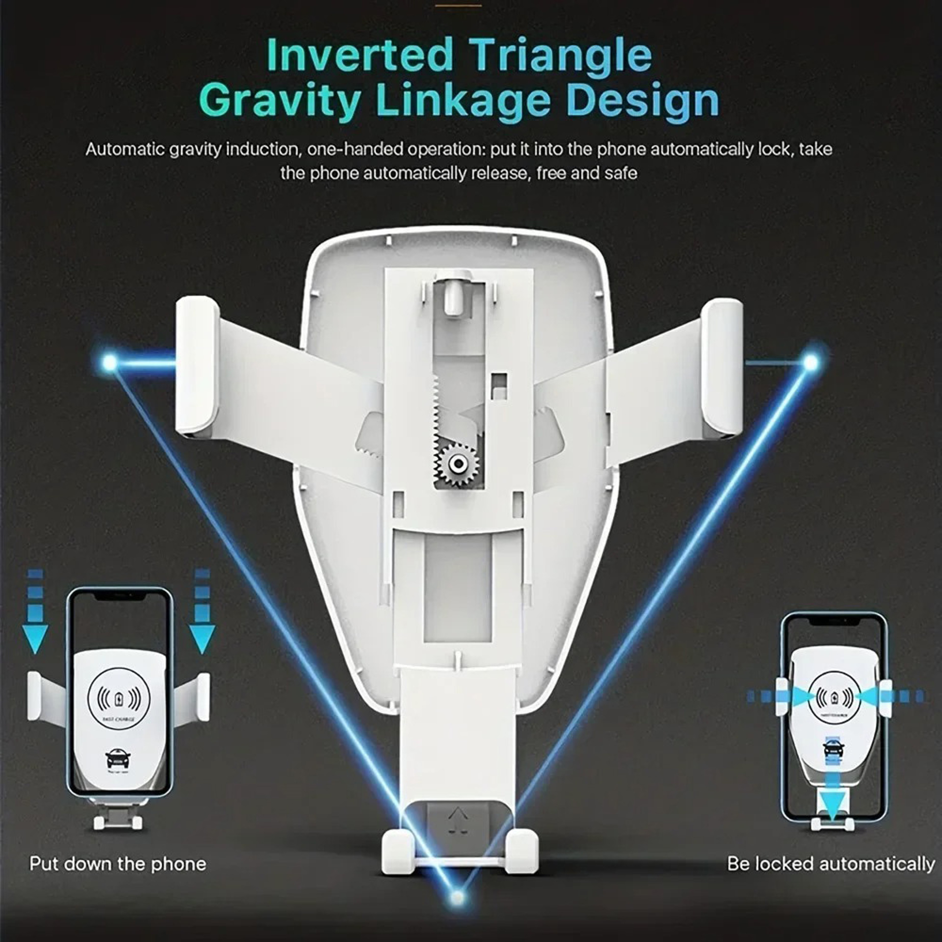 Fast Wireless Car Charger Air Vent Gravity Phone Holder 3