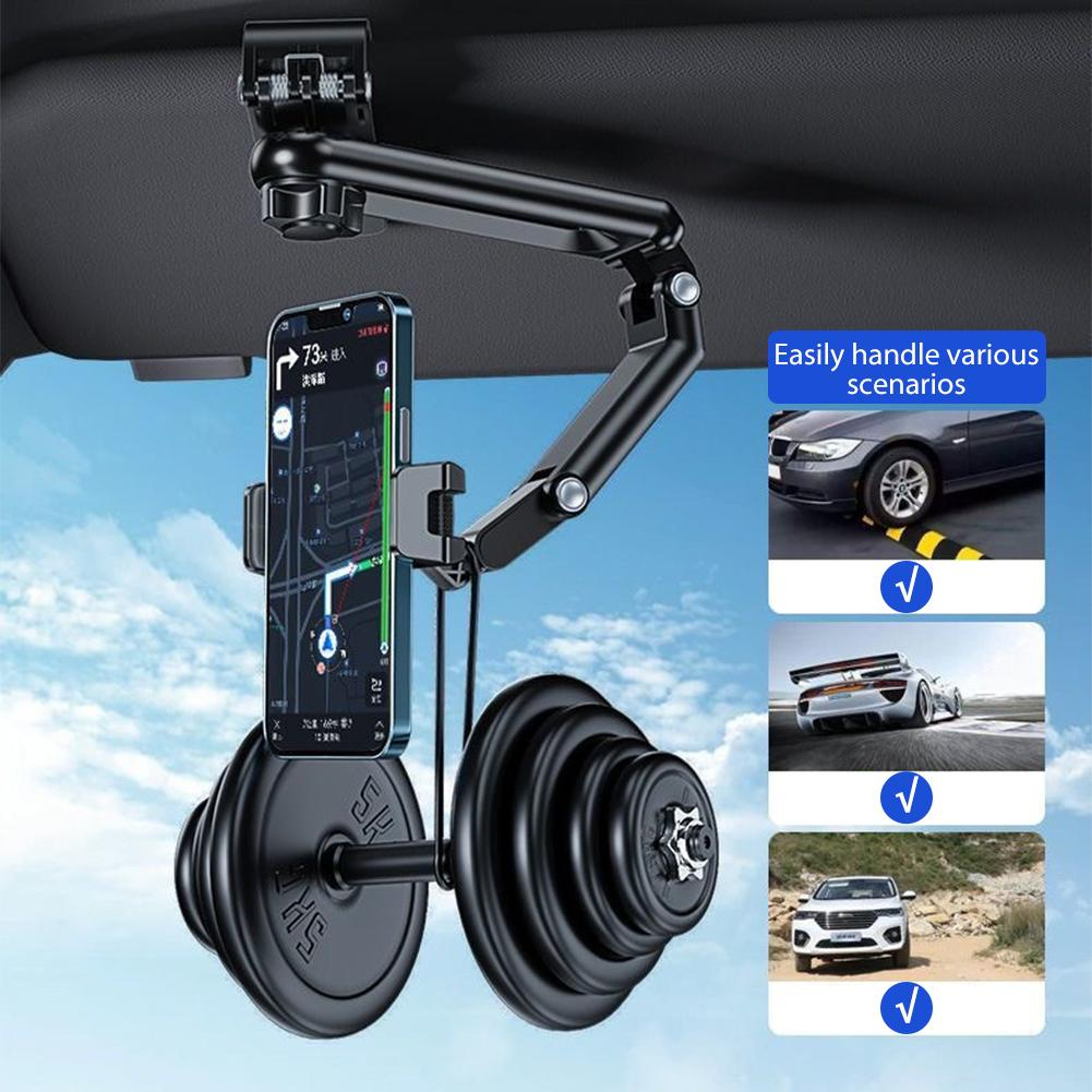 Adjustable Car Phone Holder Sun Visor Clip Mount For GPS Navigation 2