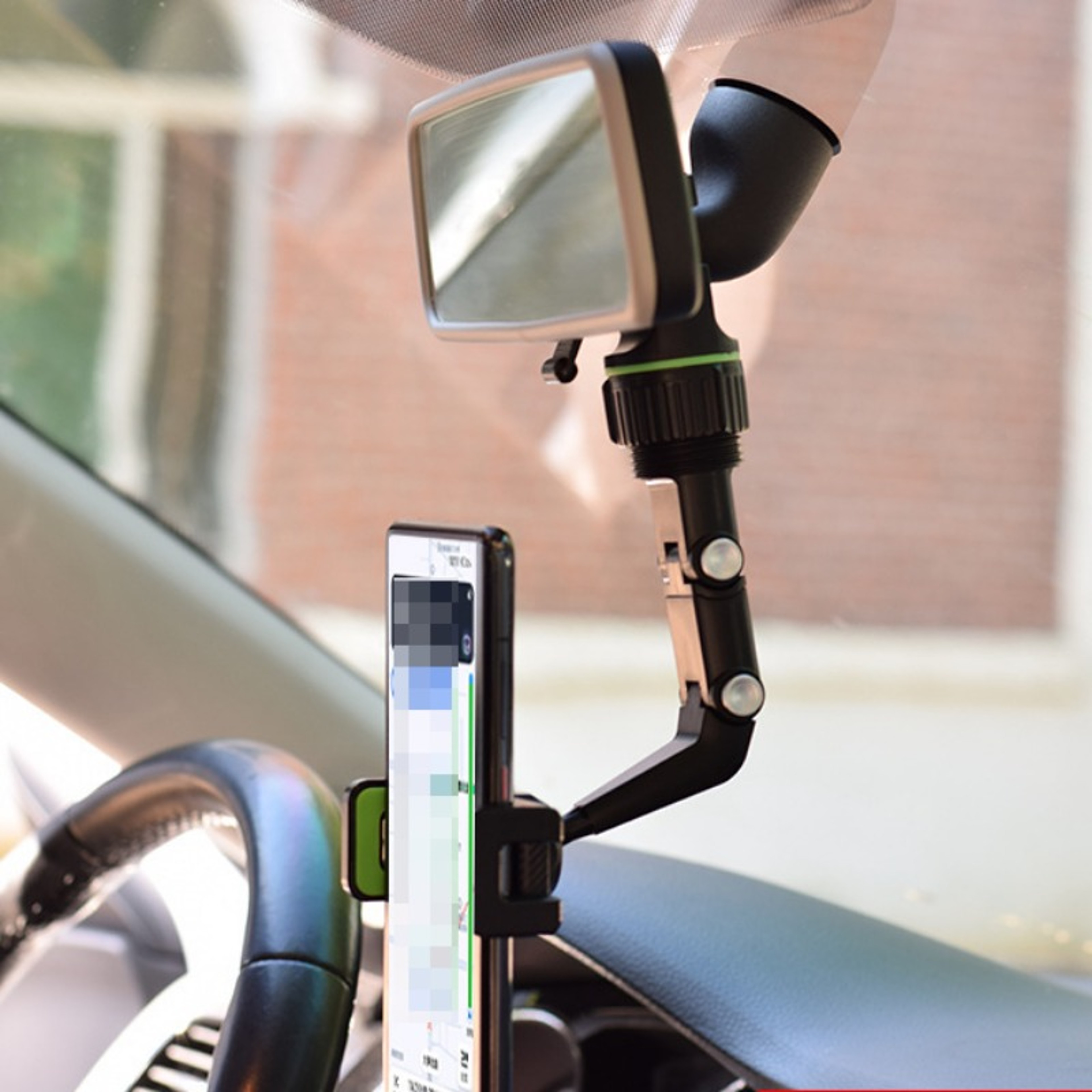 Rotating Rearview Mirror Phone Holder Universal Car Phone Mount for GPS – view 3