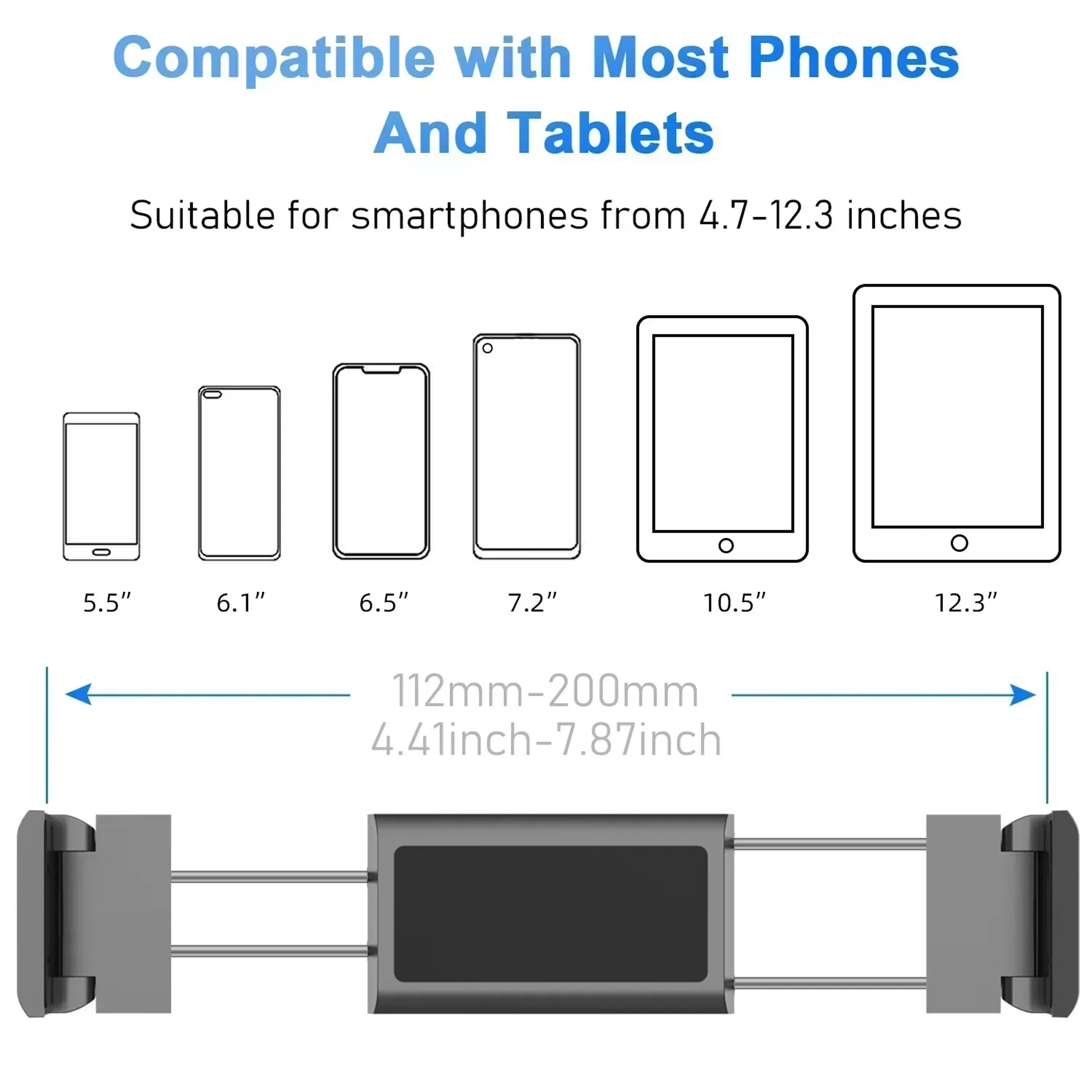 Car Headrest Tablet Holder Adjustable Back Seat IPad Mount For 47 To 129 Inch Devices 3