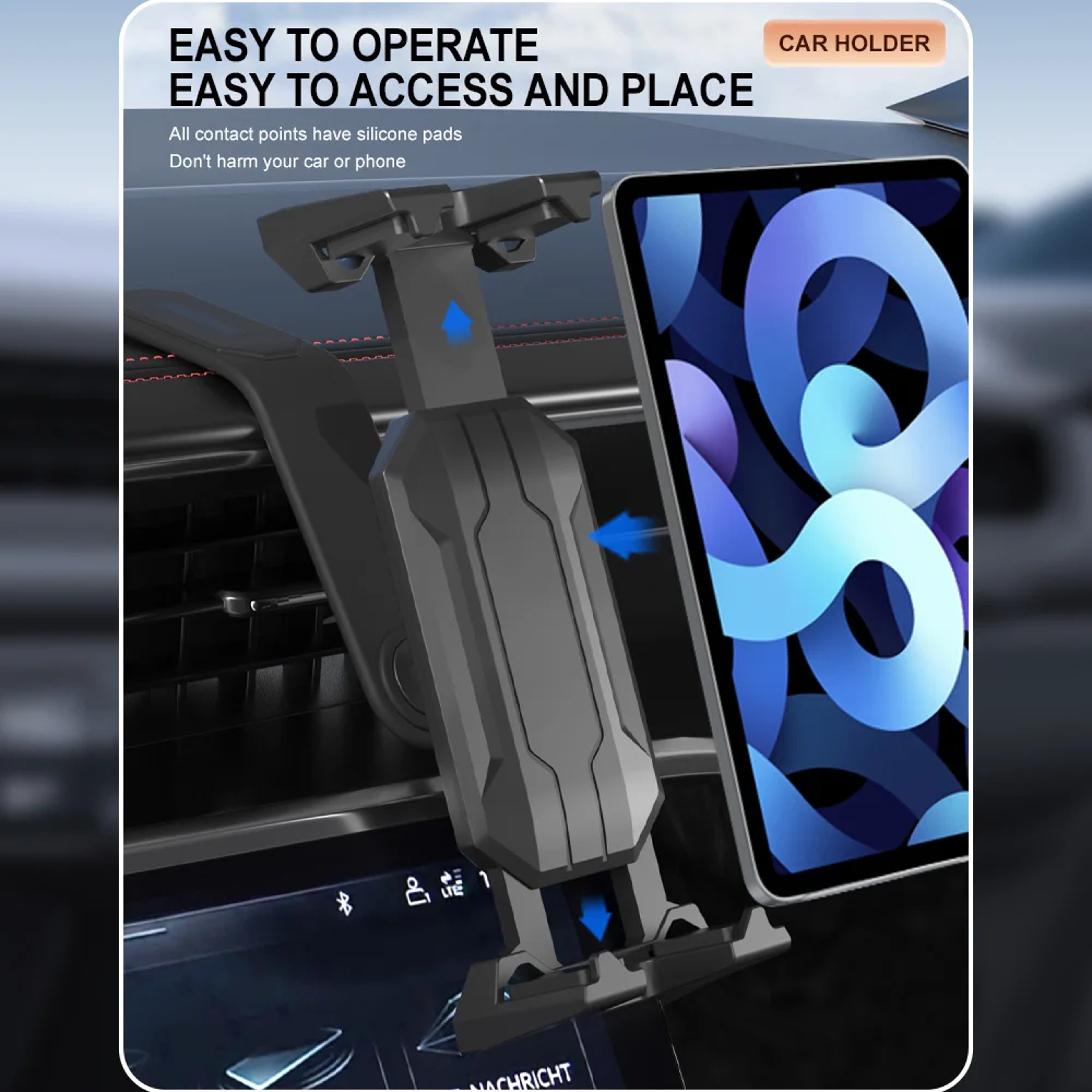 Foldable Car Tablet Mount Universal Dashboard Center Console Holder 4