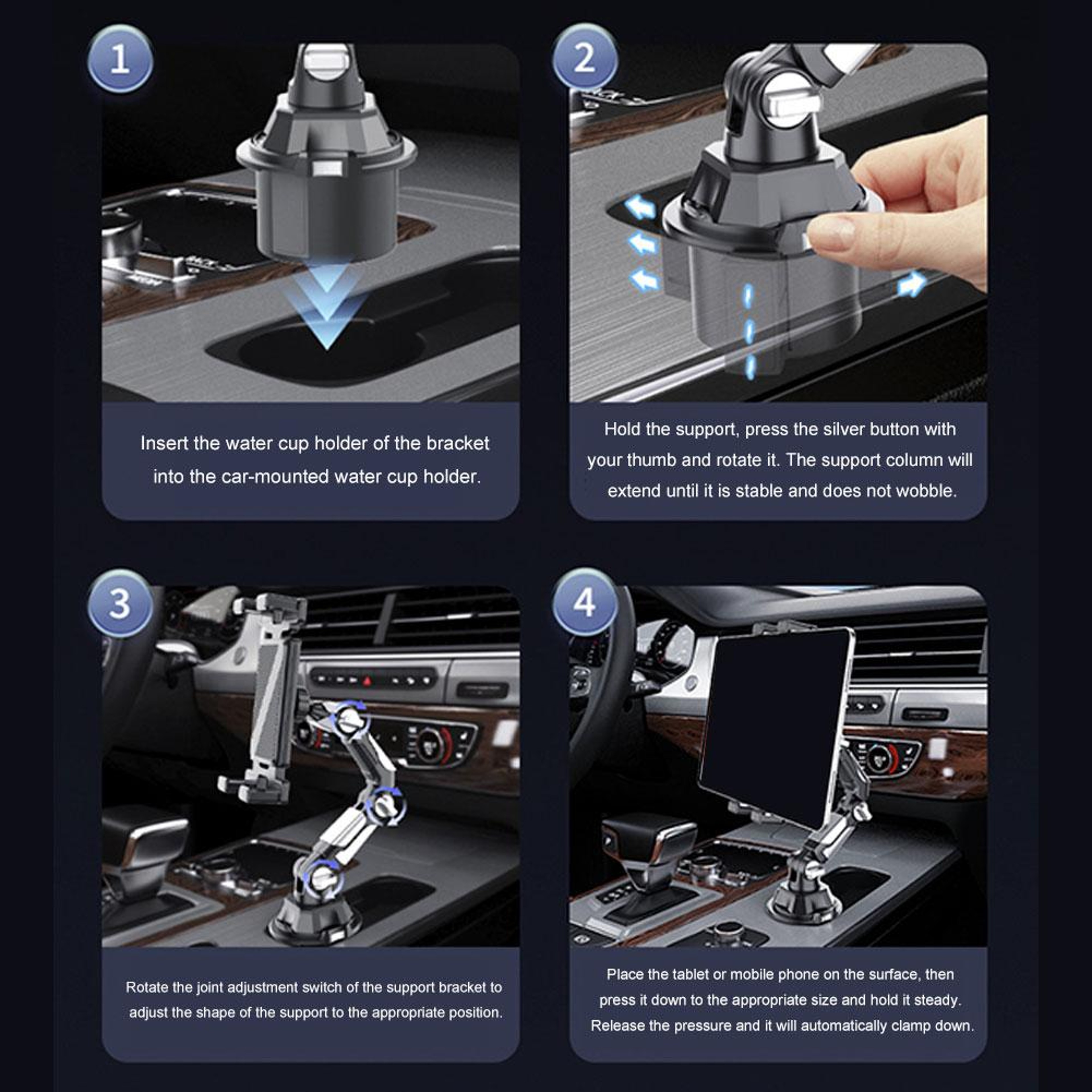 Universal Car Cup Holder Phone Mount Adjustable Hands Free Cell Phone Stand 5