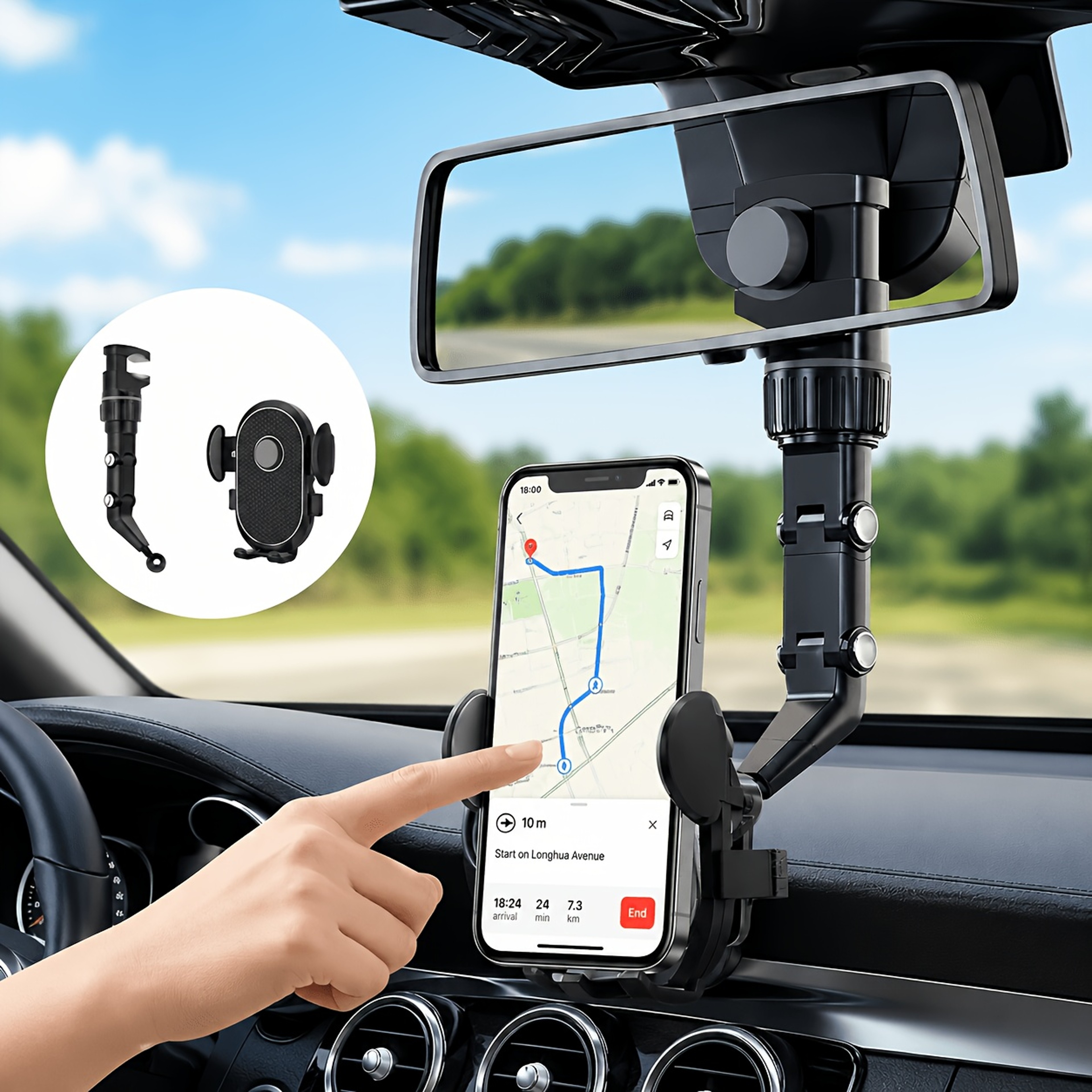 Car Phone Holder Rotating Adjustable Hands Free GPS Mount 2