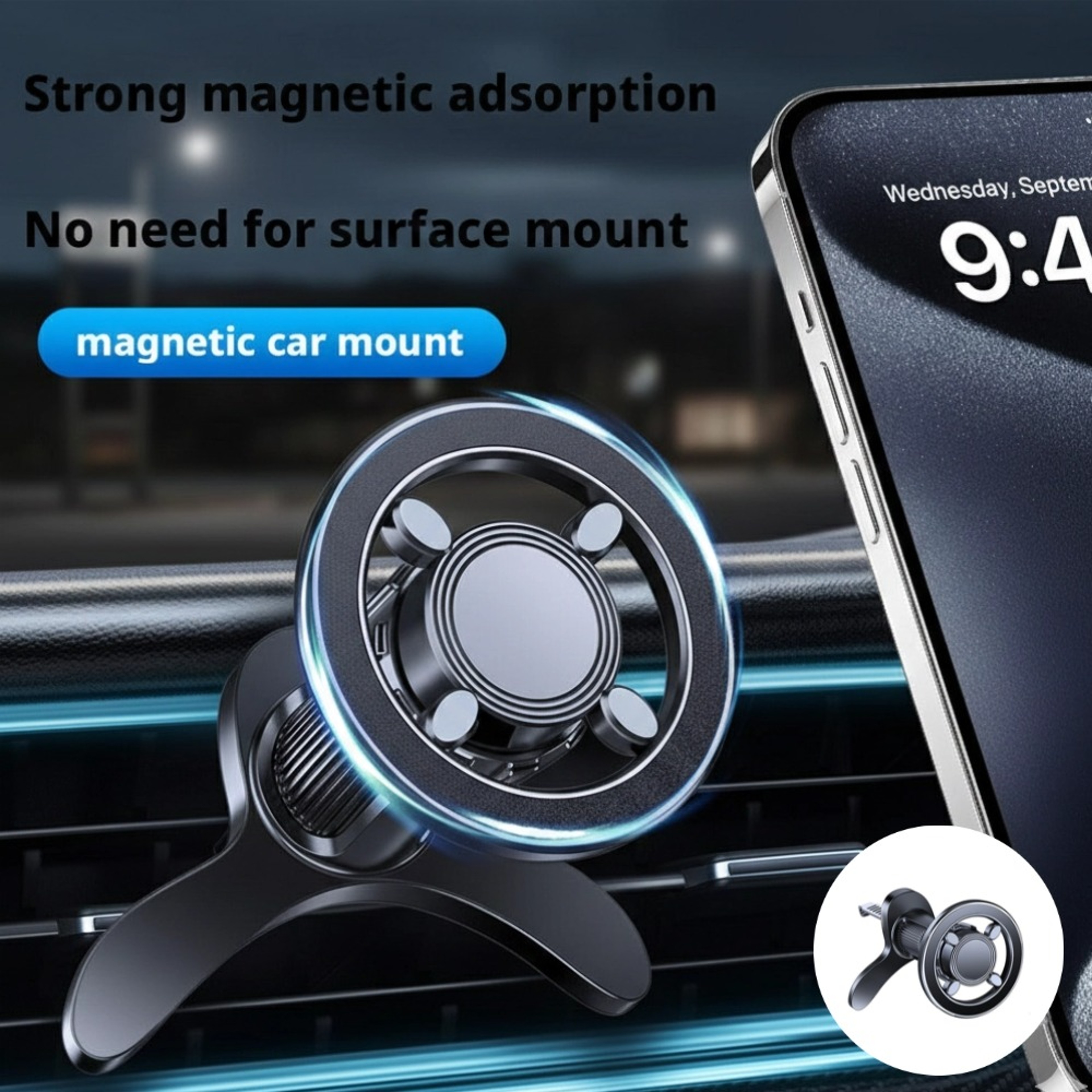 MagSafe Magnetic Car Phone Holder Rotating Air Vent Mount For GPS Navigation 2