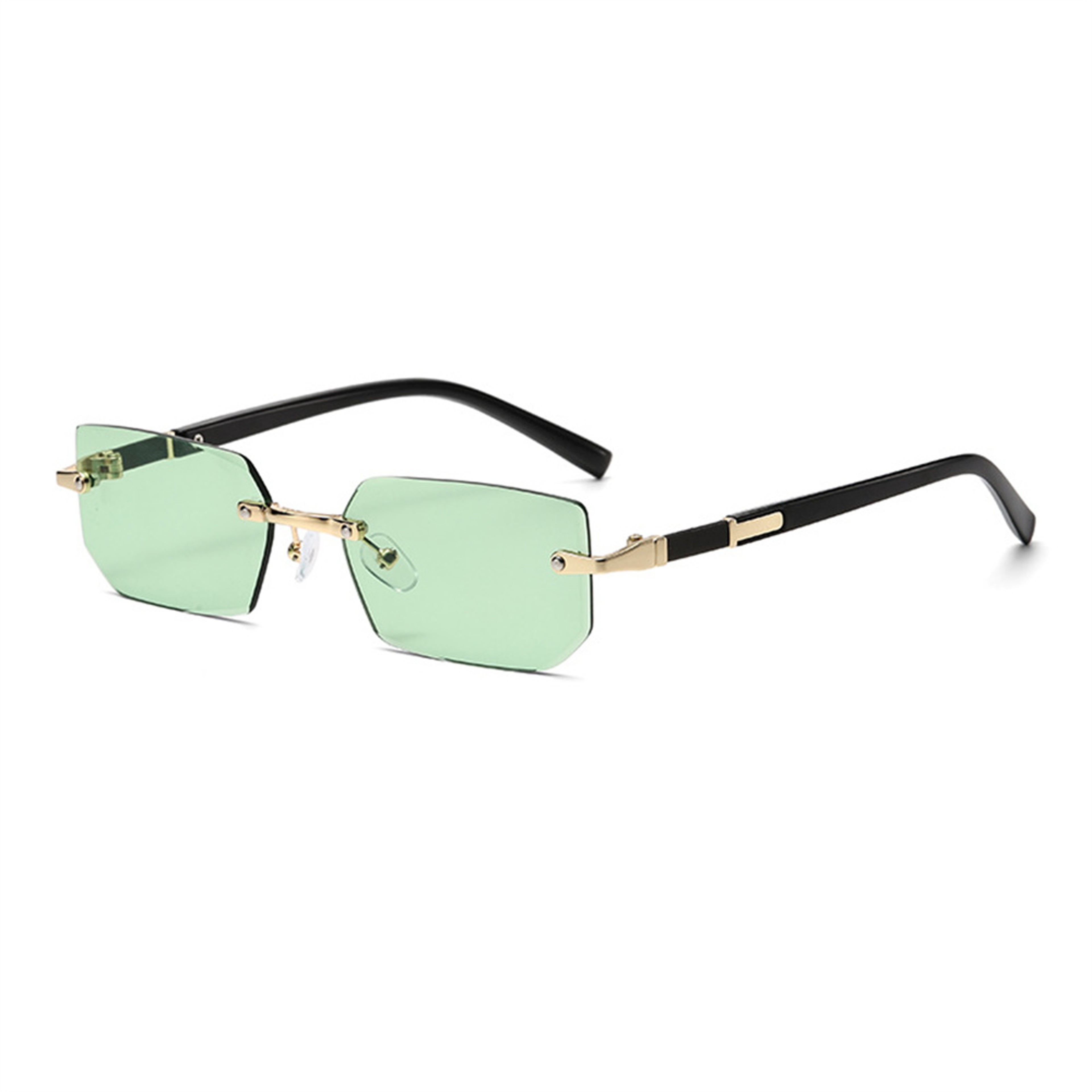 Men Rimless Rectangle Sunglasses Vintage Square Color Lens Fashion Shades 9
